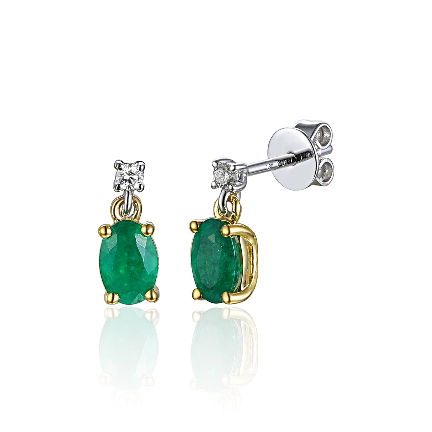 Oval gemstone and diamond drop Earrings