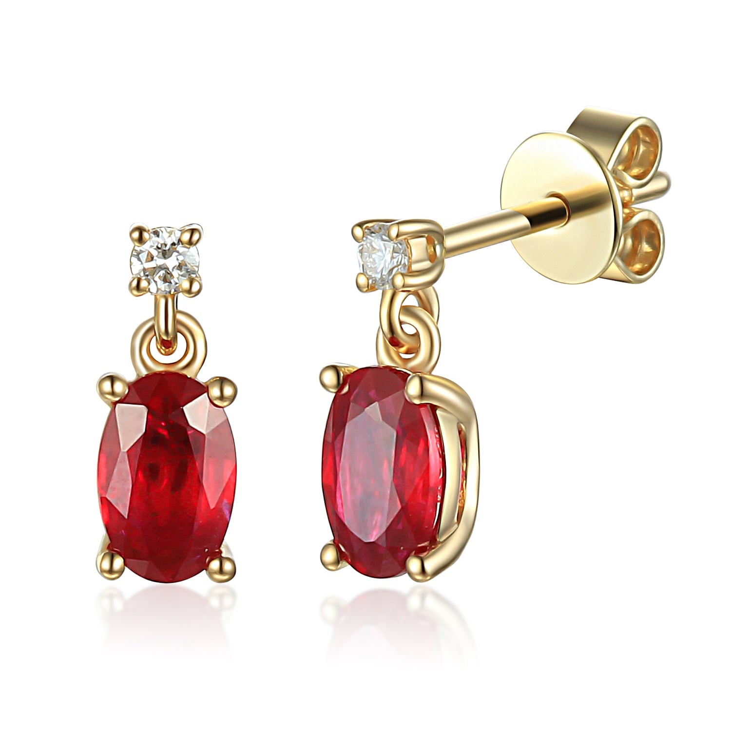 Oval gemstone and diamond drop Earrings