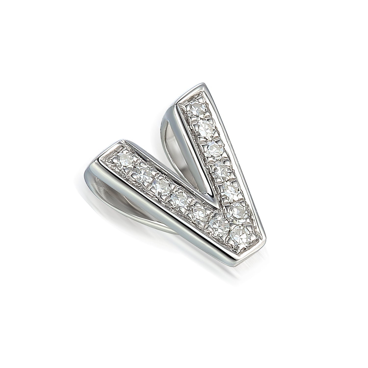 Pave Diamond Initial V Pendant