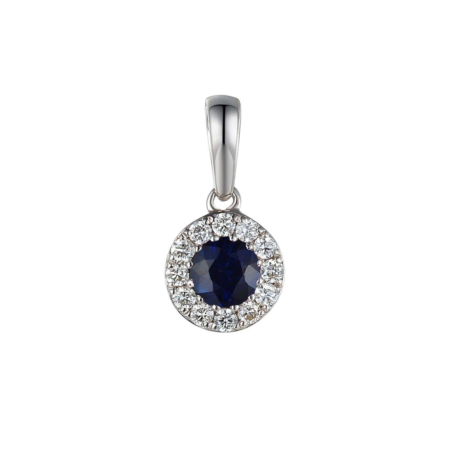 September Birthstone Sapphire and Diamond Cluster Pendant Ntinga