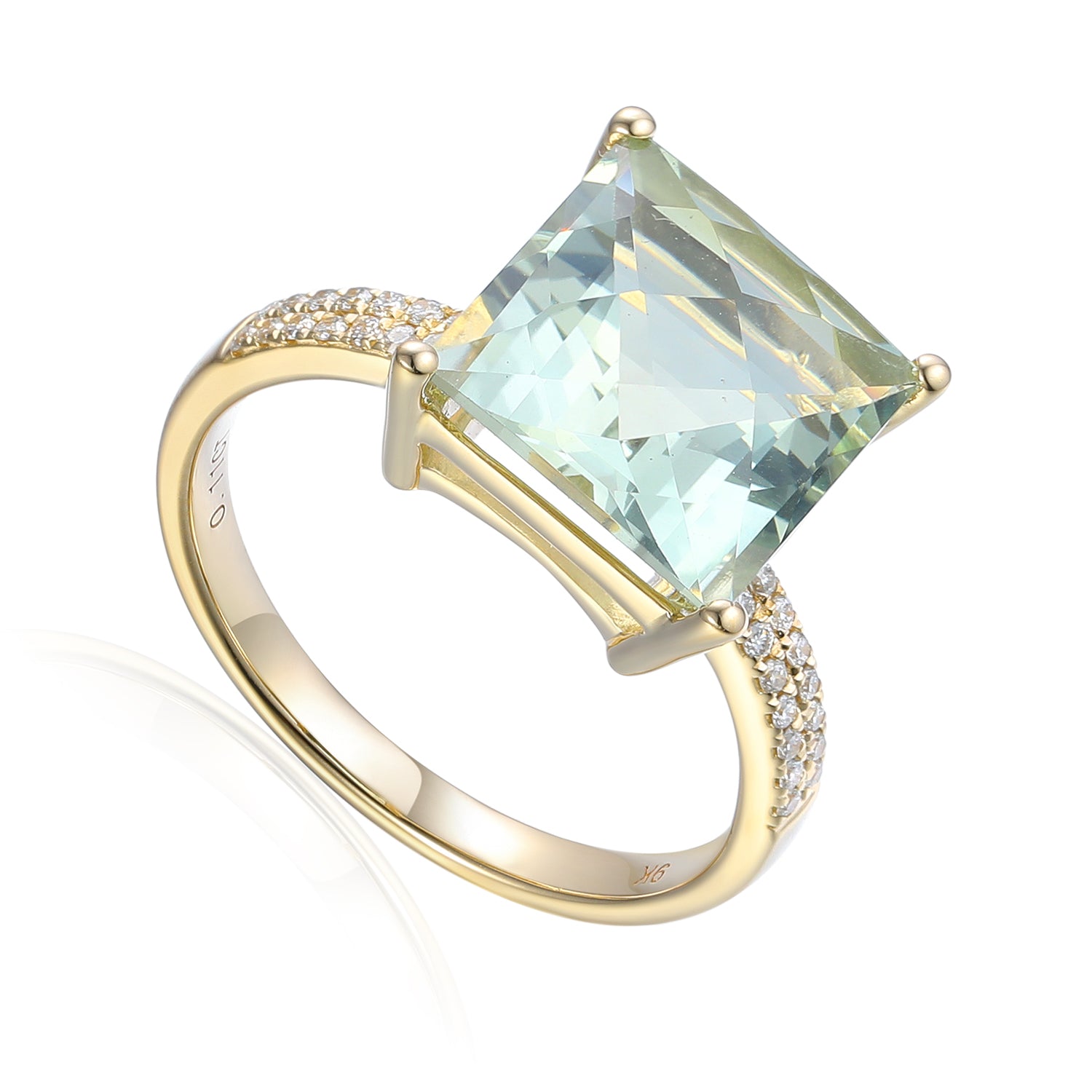 Large Gemstone and Diamond Square Cocktail Ring