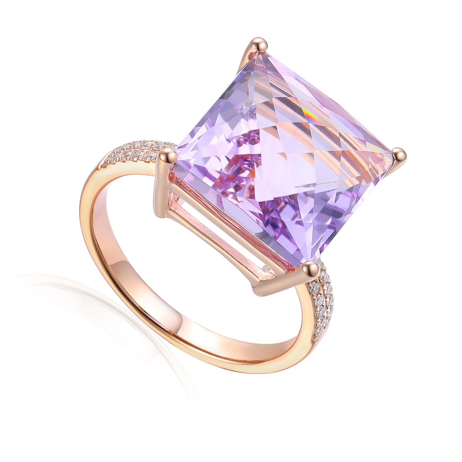 Large Gemstone and Diamond Square Cocktail Ring