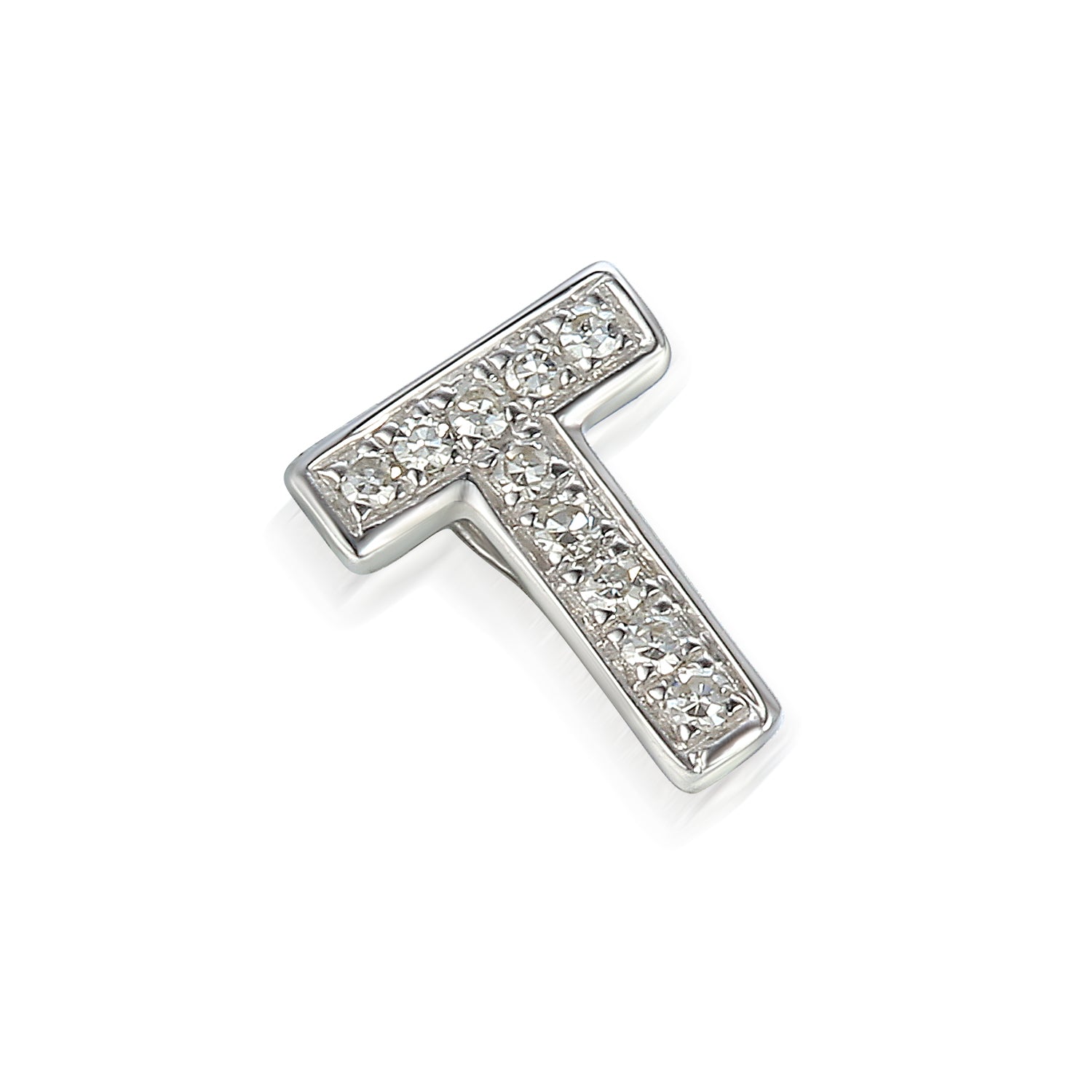Pave Diamond Initial T Pendant