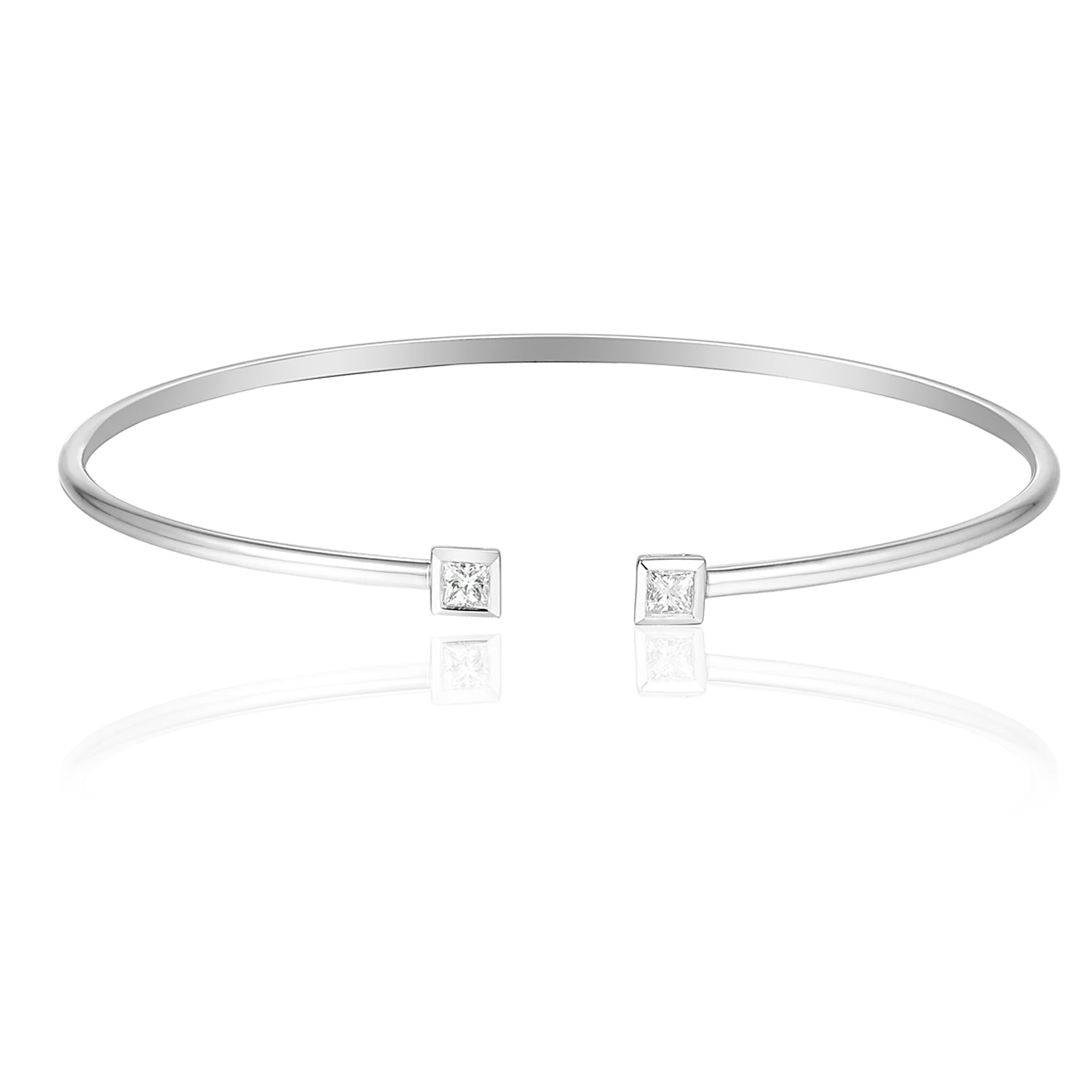 Rubover Diamond Princess Cut Flexi Gold Bangle