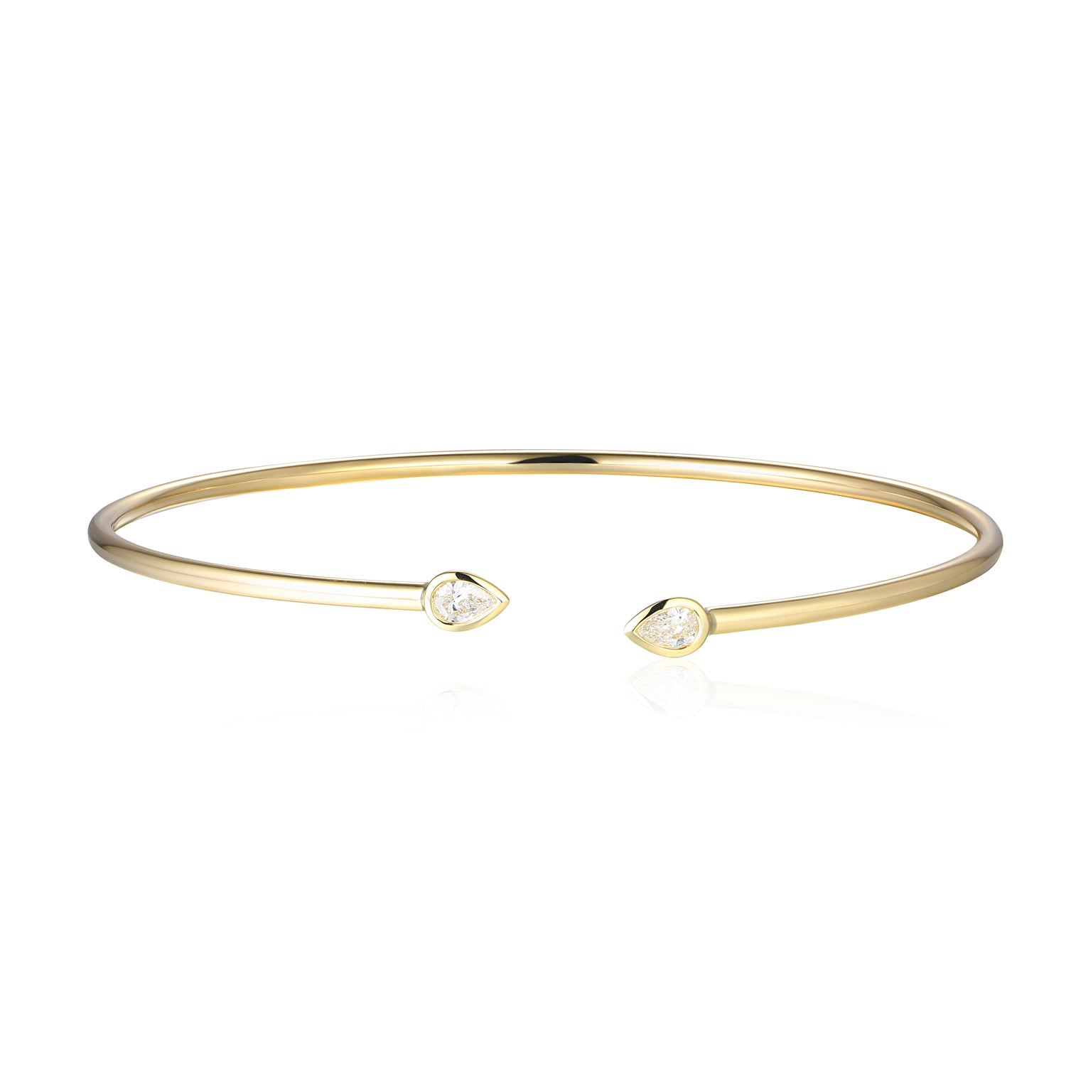 Rubover Diamond Pear Flexi Gold Bangle