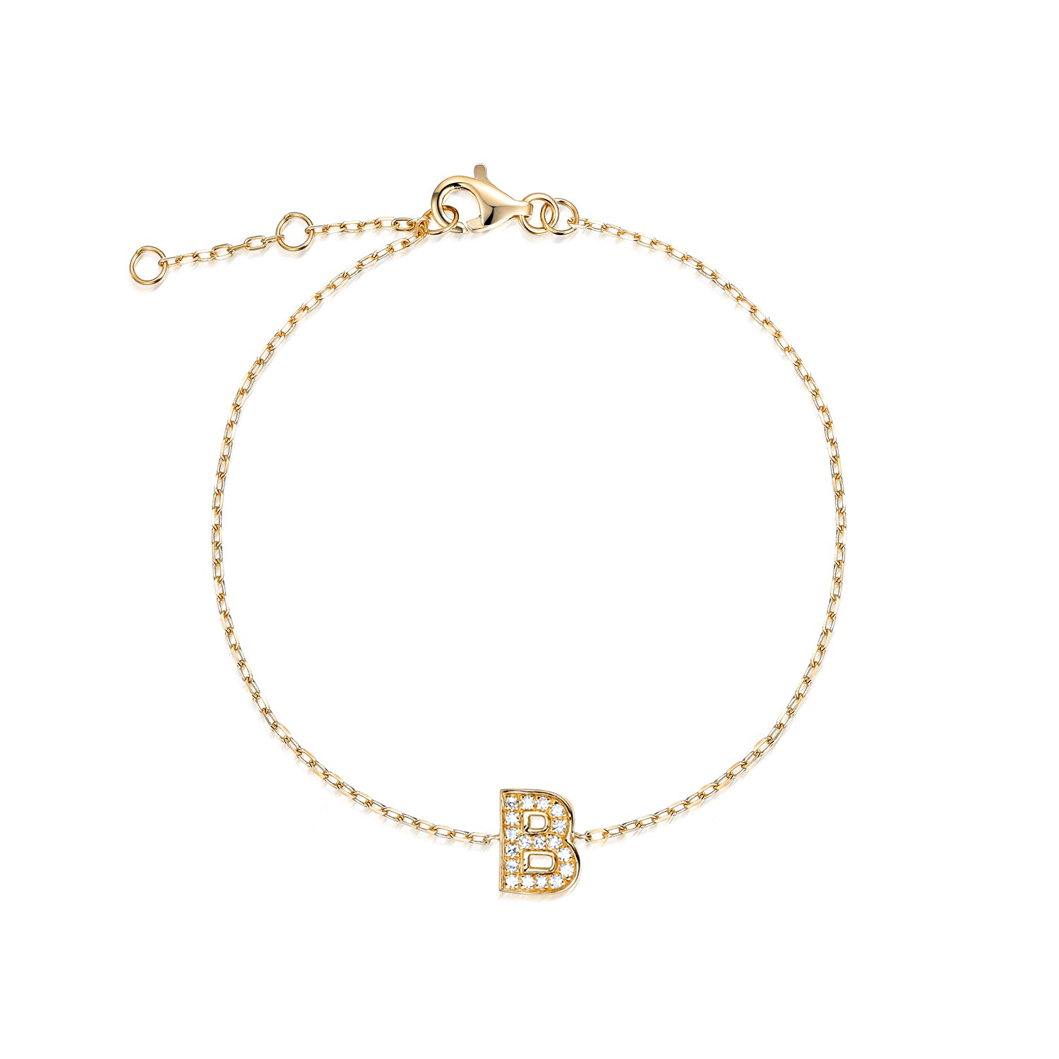 Diamond Initial B Gold Bracelet