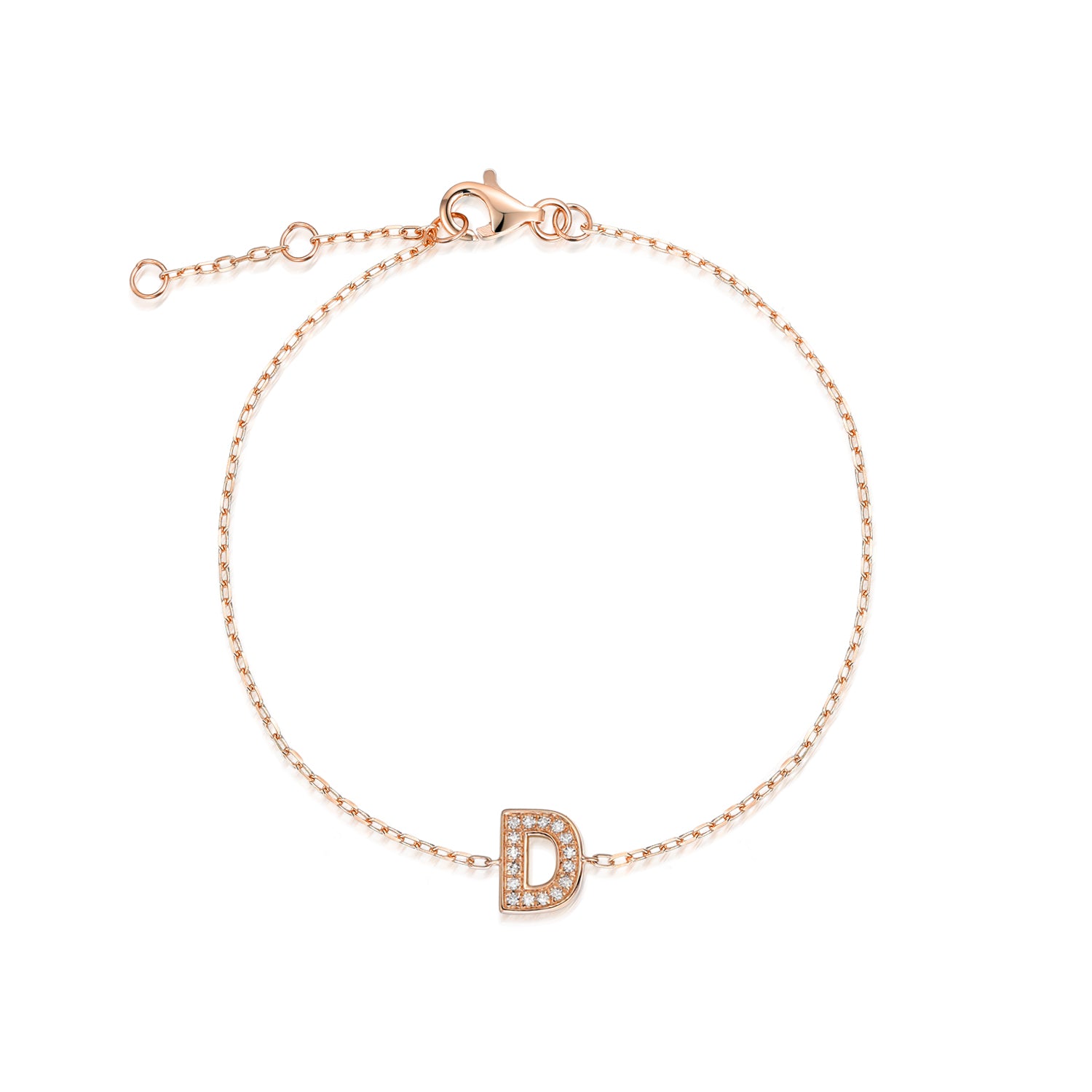 Diamond Initial D Gold Bracelet