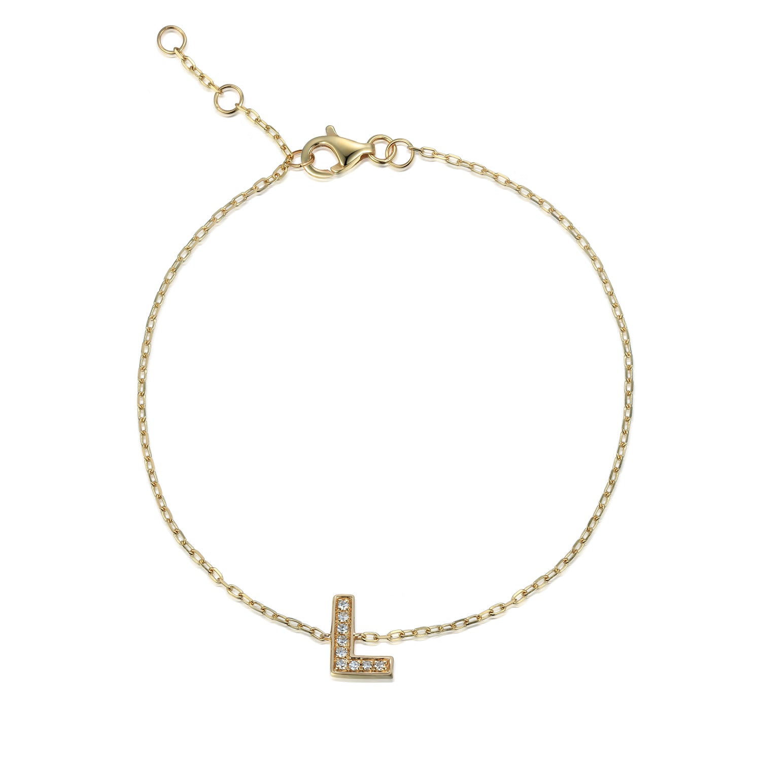 Diamond Initial L Gold Bracelet