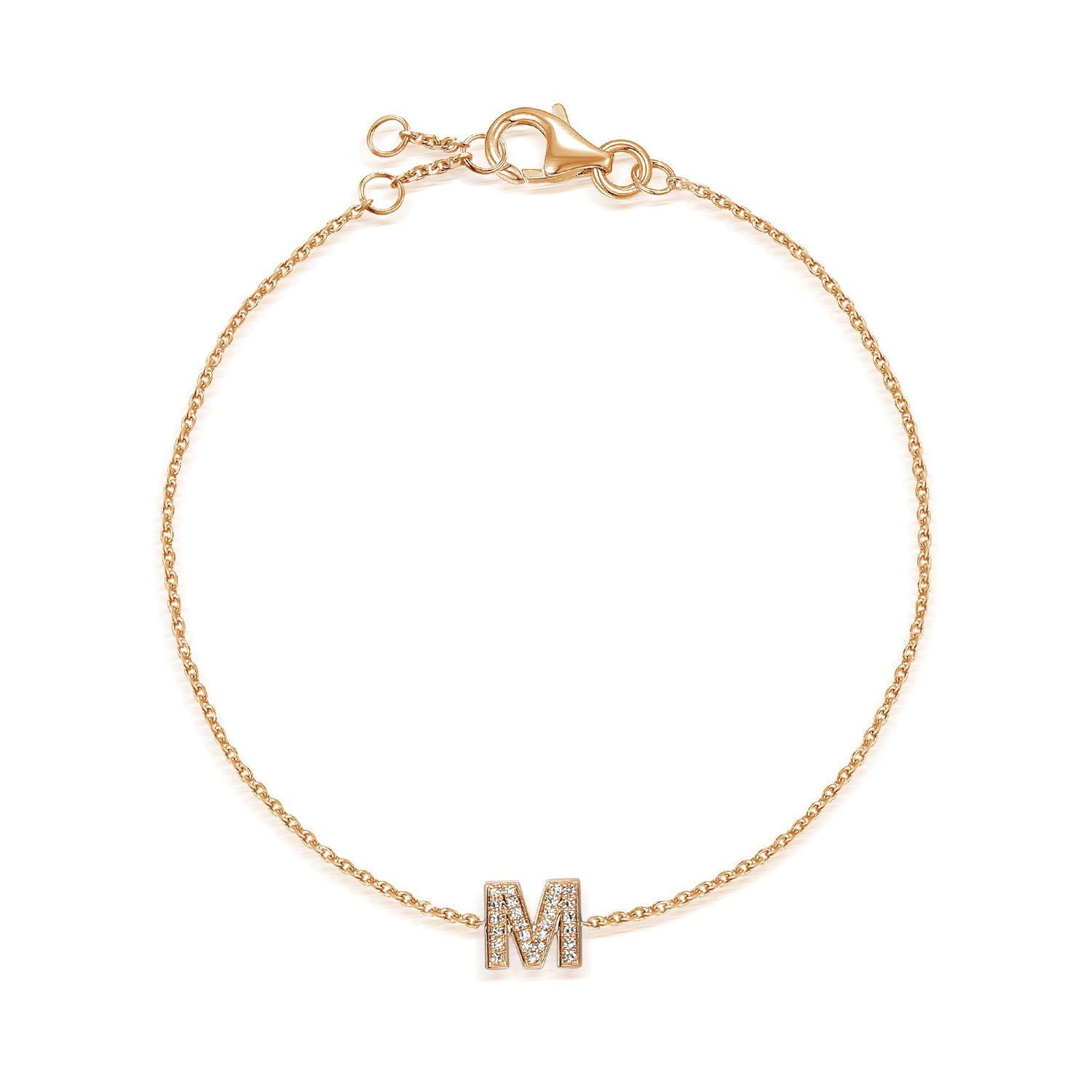 Diamond Initial M Gold Bracelet