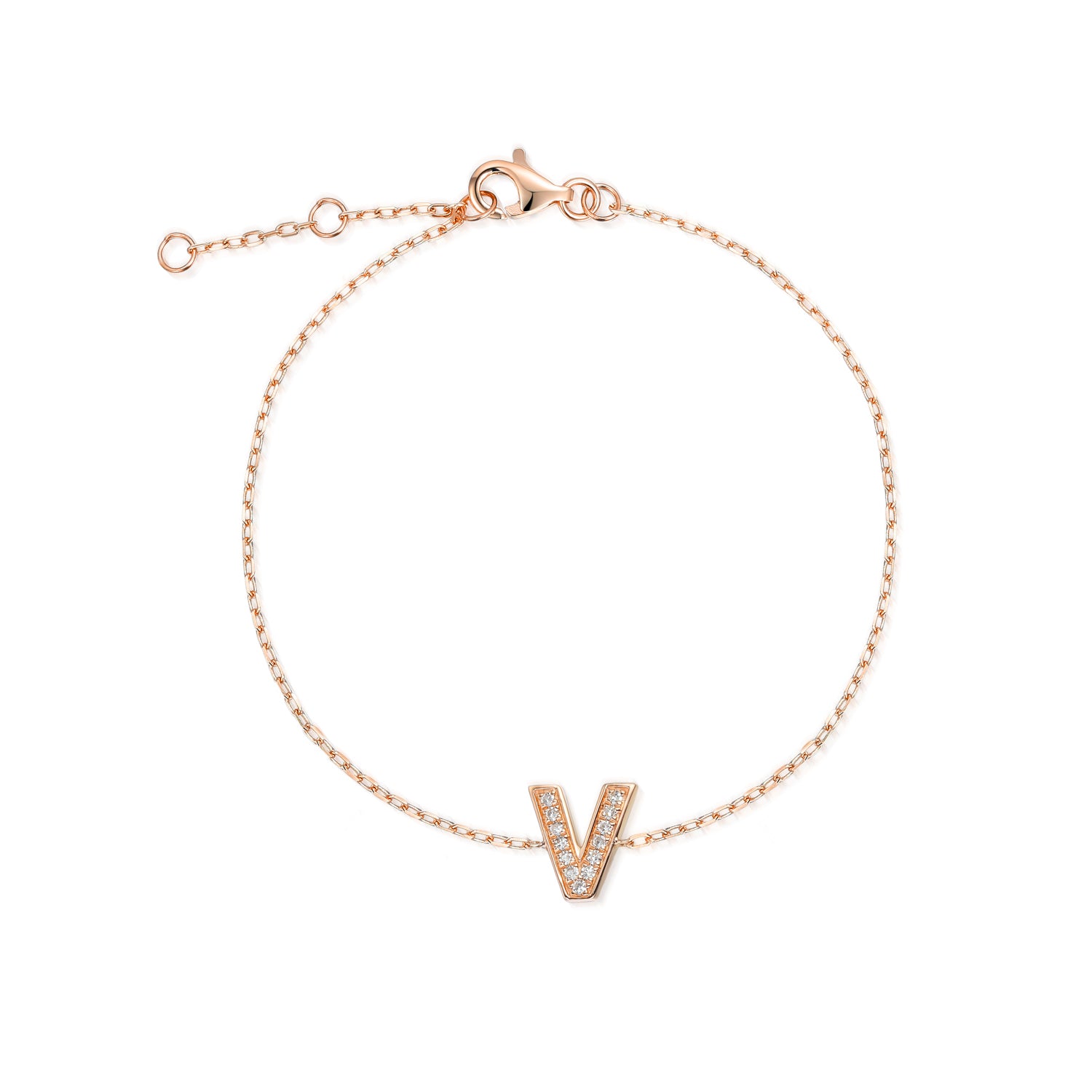 Diamond Initial V Gold Bracelet