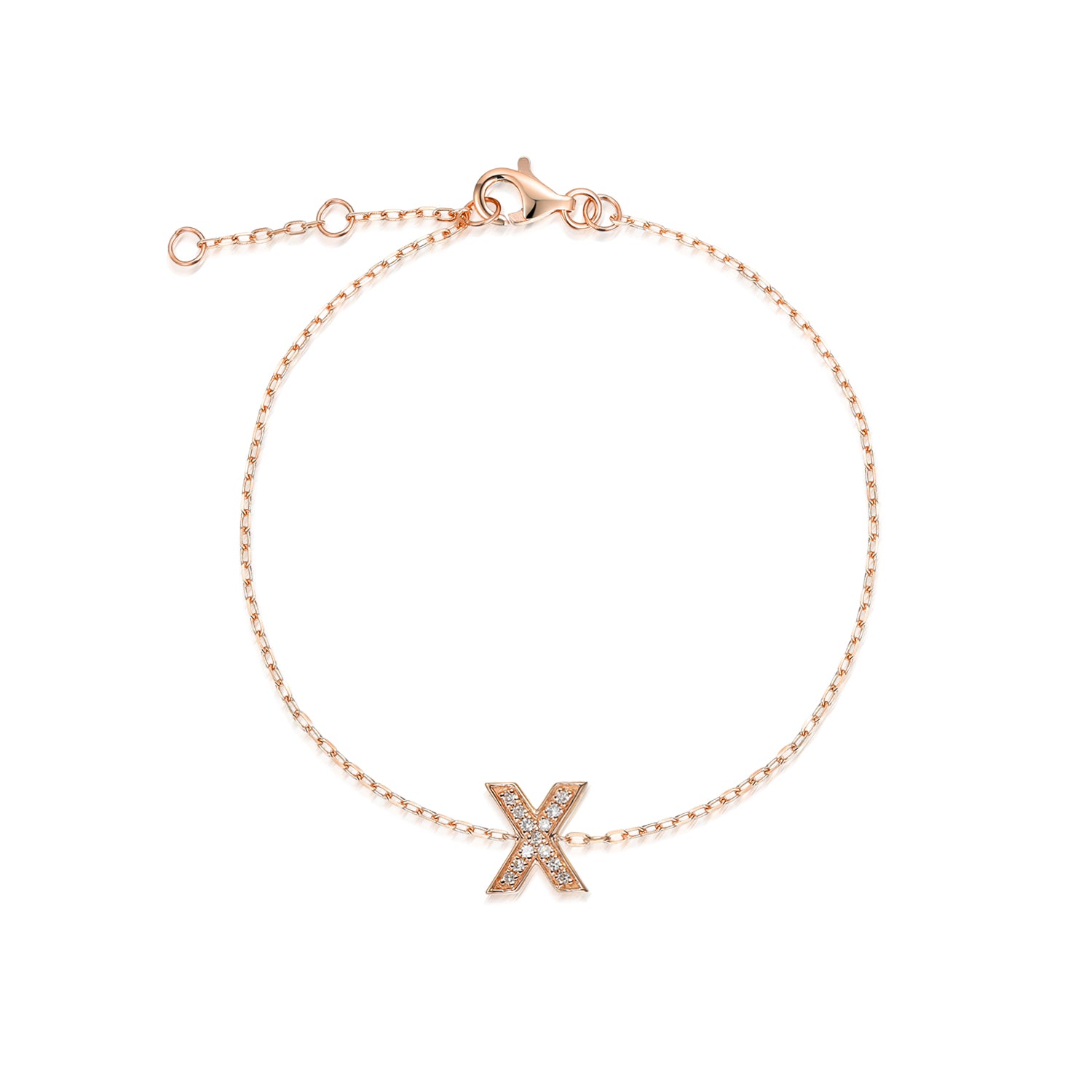 Diamond Initial X Gold Bracelet