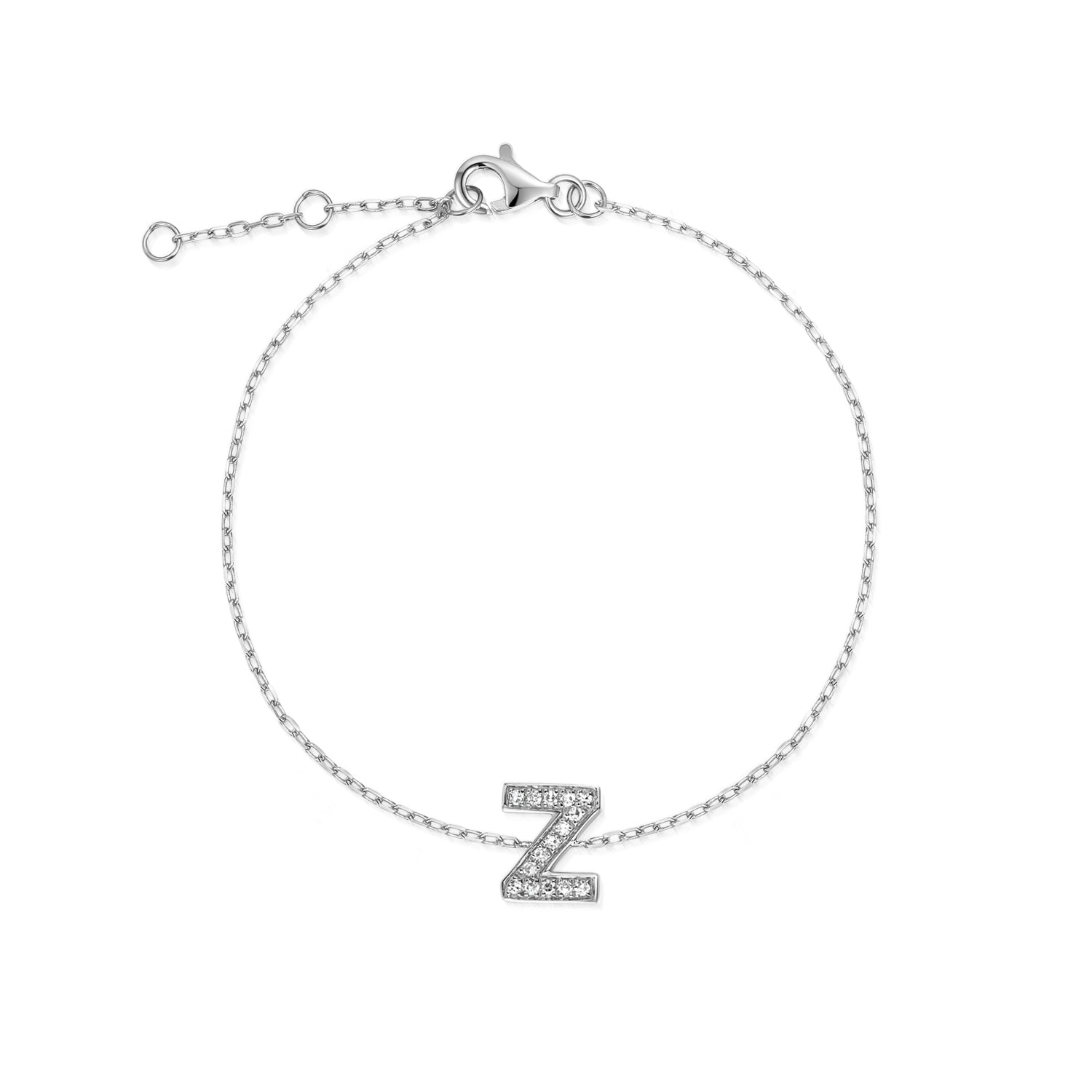 Diamond Initial Z Gold Bracelet