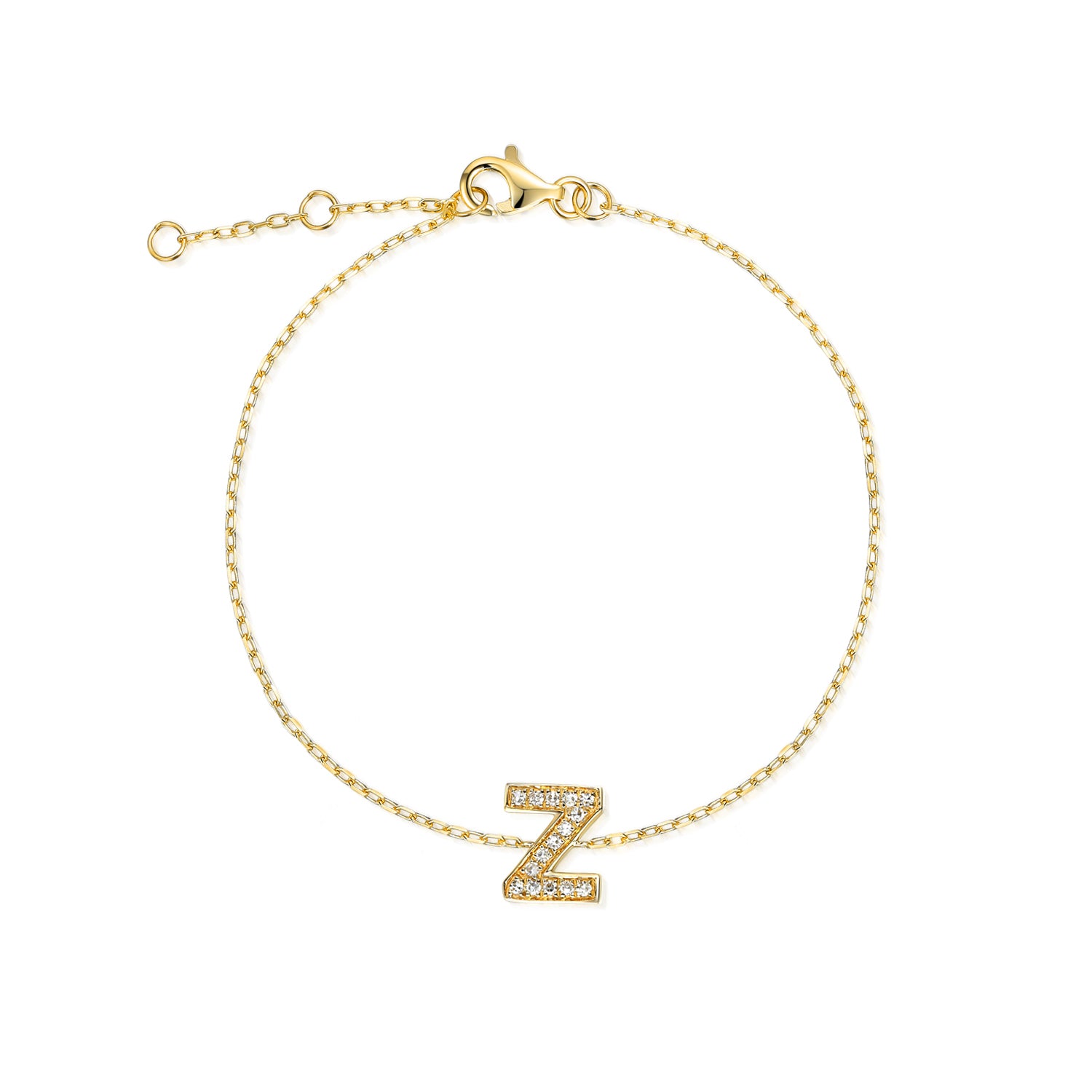 Diamond Initial Z Gold Bracelet