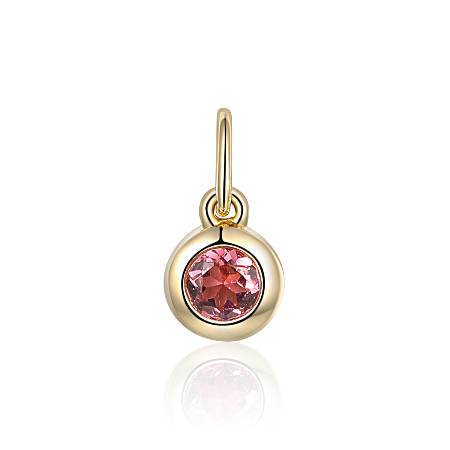 Pink Tourmaline Rubover Birthstone Bubble Charm