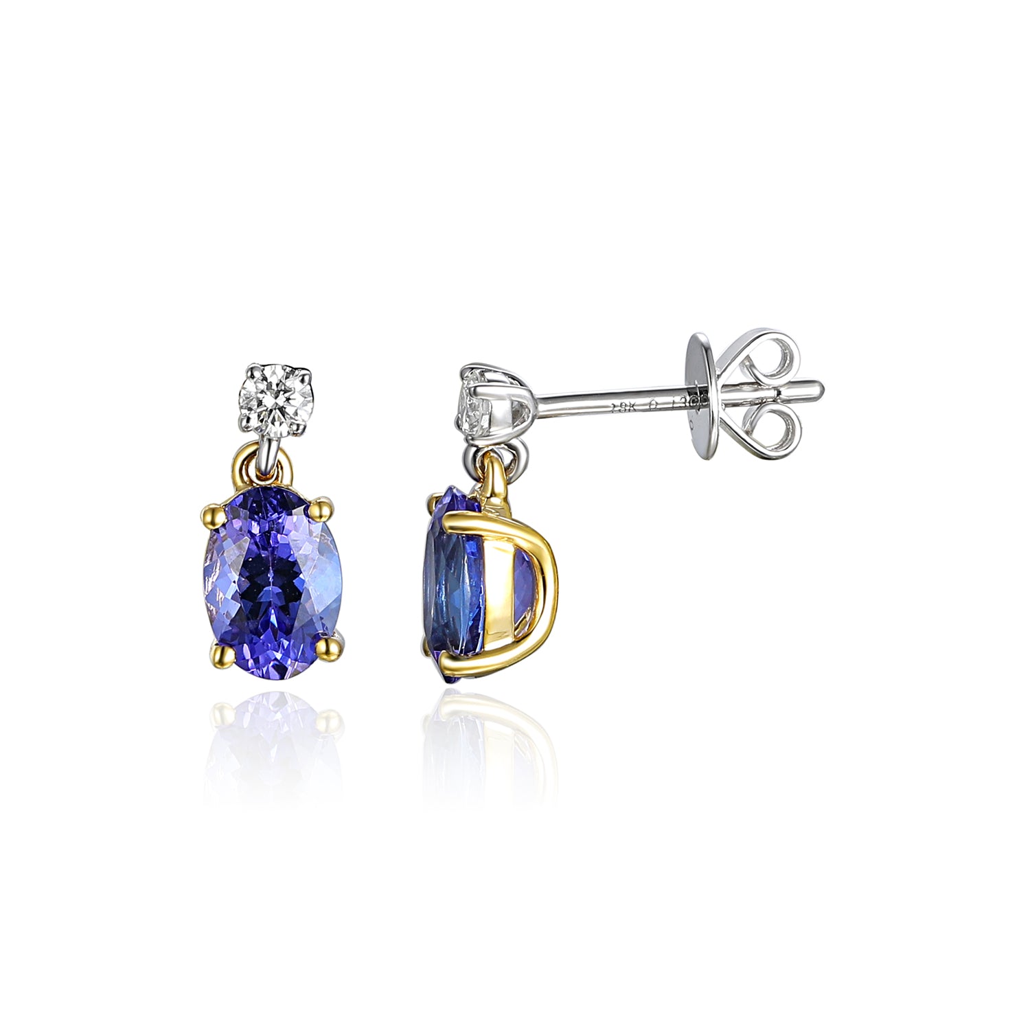 Oval Claw Set 6x4mm Gemstone and Diamond Earrings