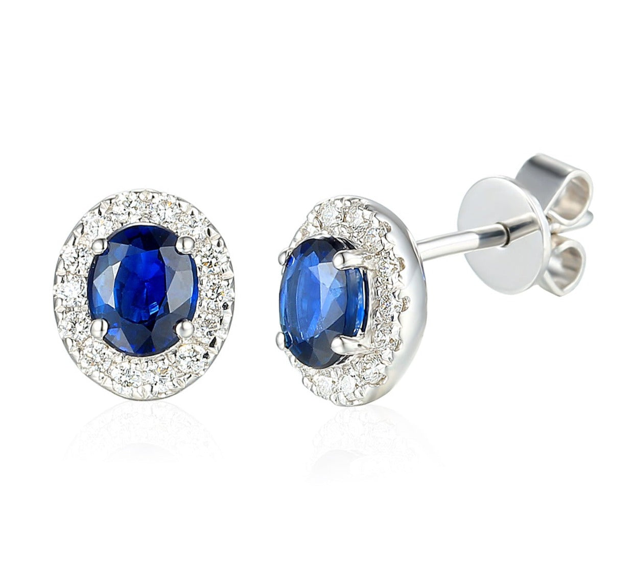 Oval 5x4mm Gemstone Cluster Stud Earring