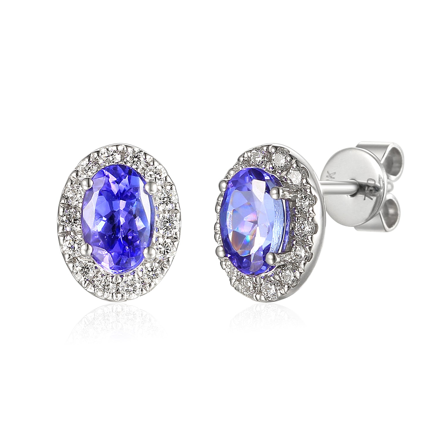 Oval 5x4mm Gemstone Cluster Stud Earring