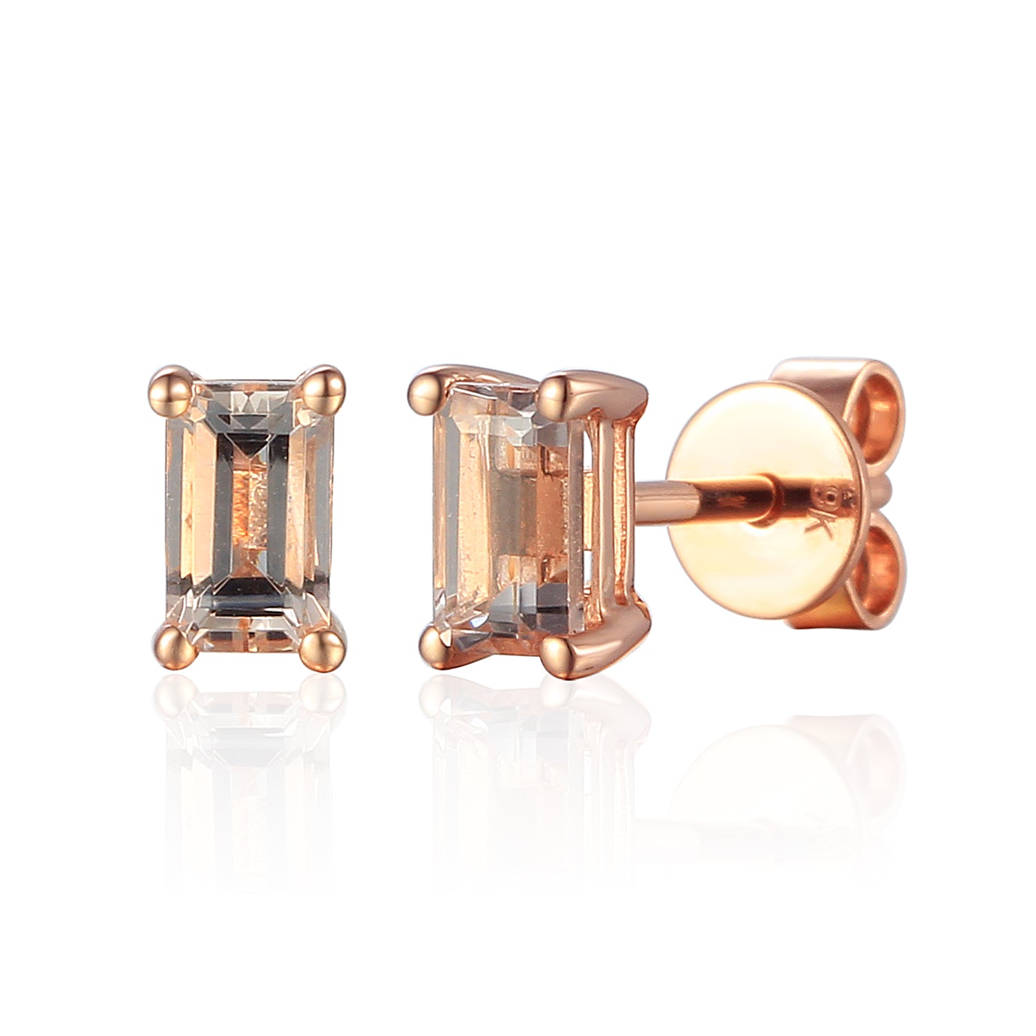 Octagon Gemstone Gold Stud Earrings