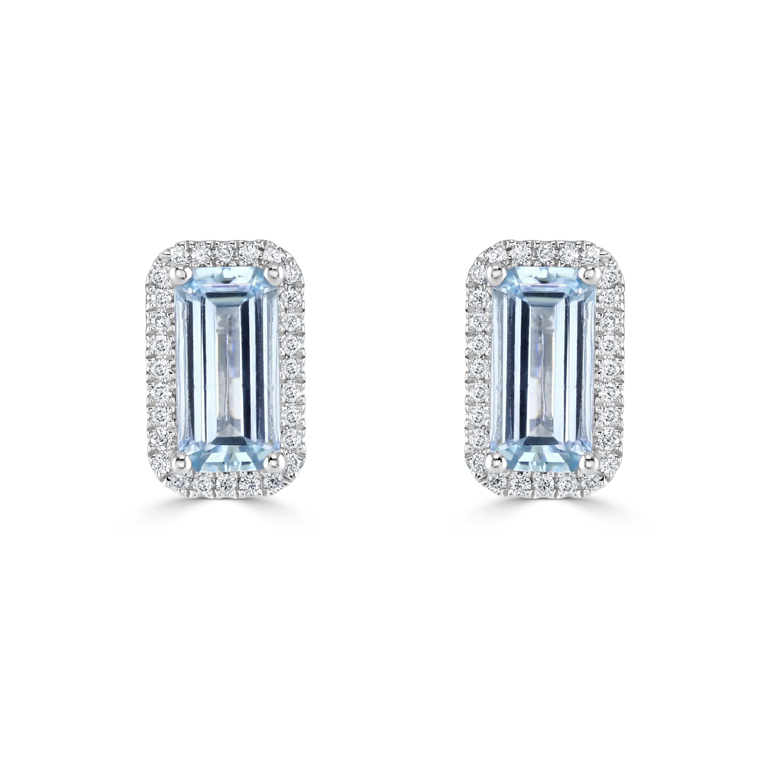 Long Octagon and Diamond Surround Stud Earrings