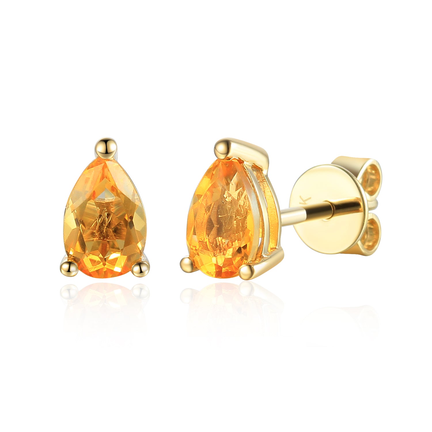 Pear Shape Gemstone Gold Stud Earrings