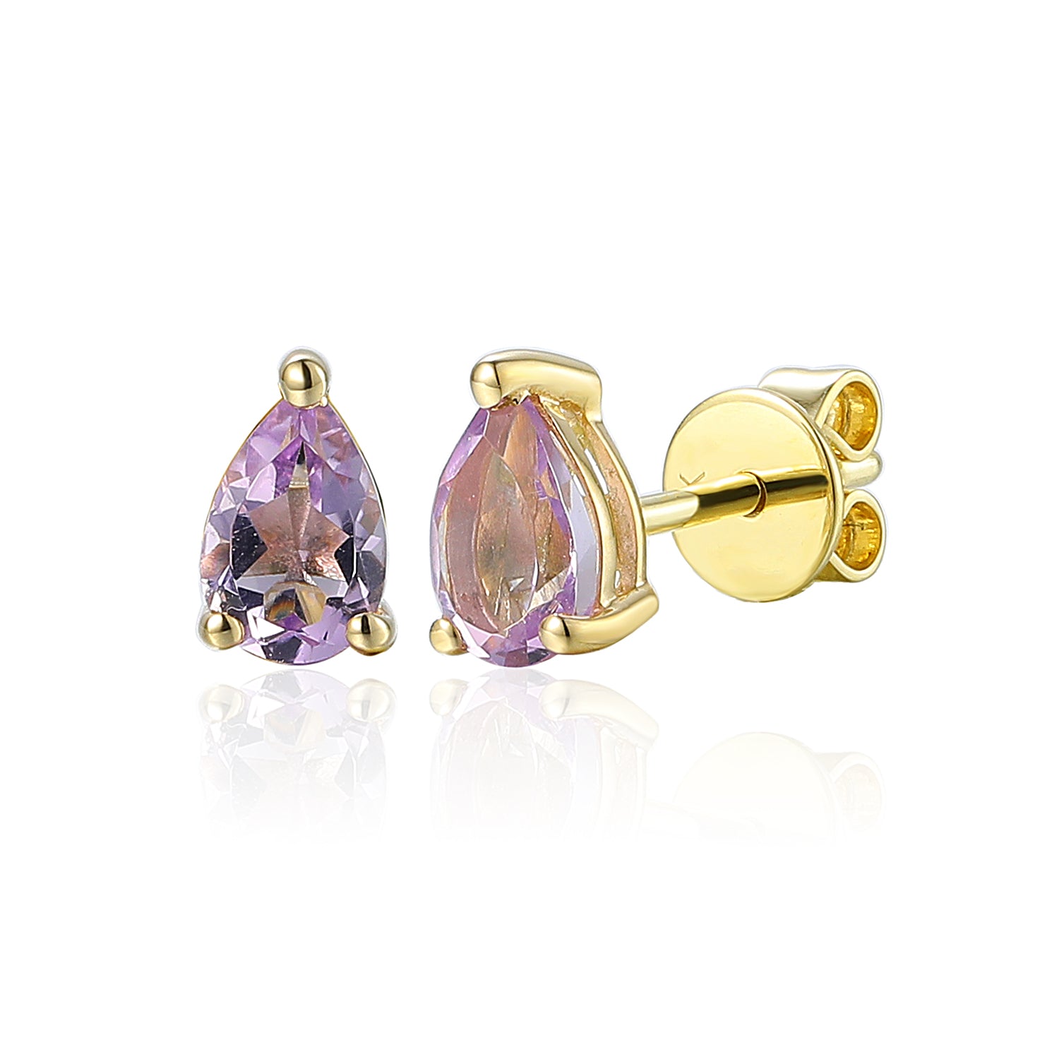 Pear Shape Gemstone Gold Stud Earrings