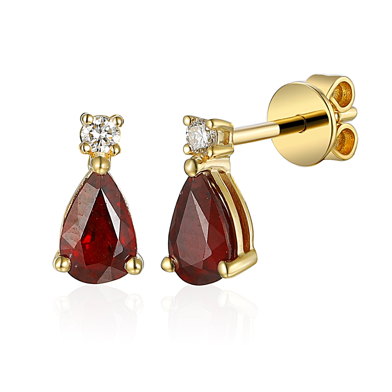 Pear Shape Gemstone Gold and Diamond Stud Earrings
