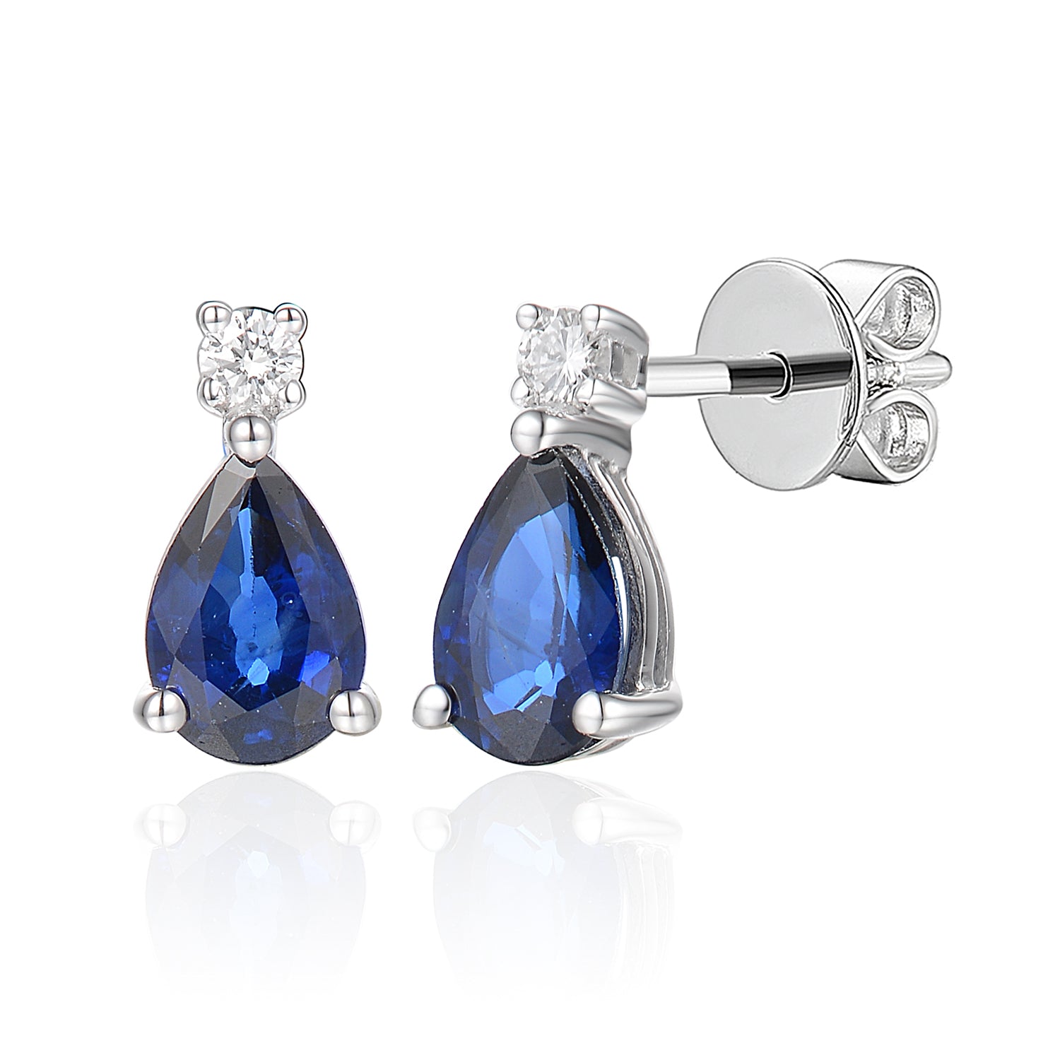 Pear Shape Gemstone Gold and Diamond Stud Earrings