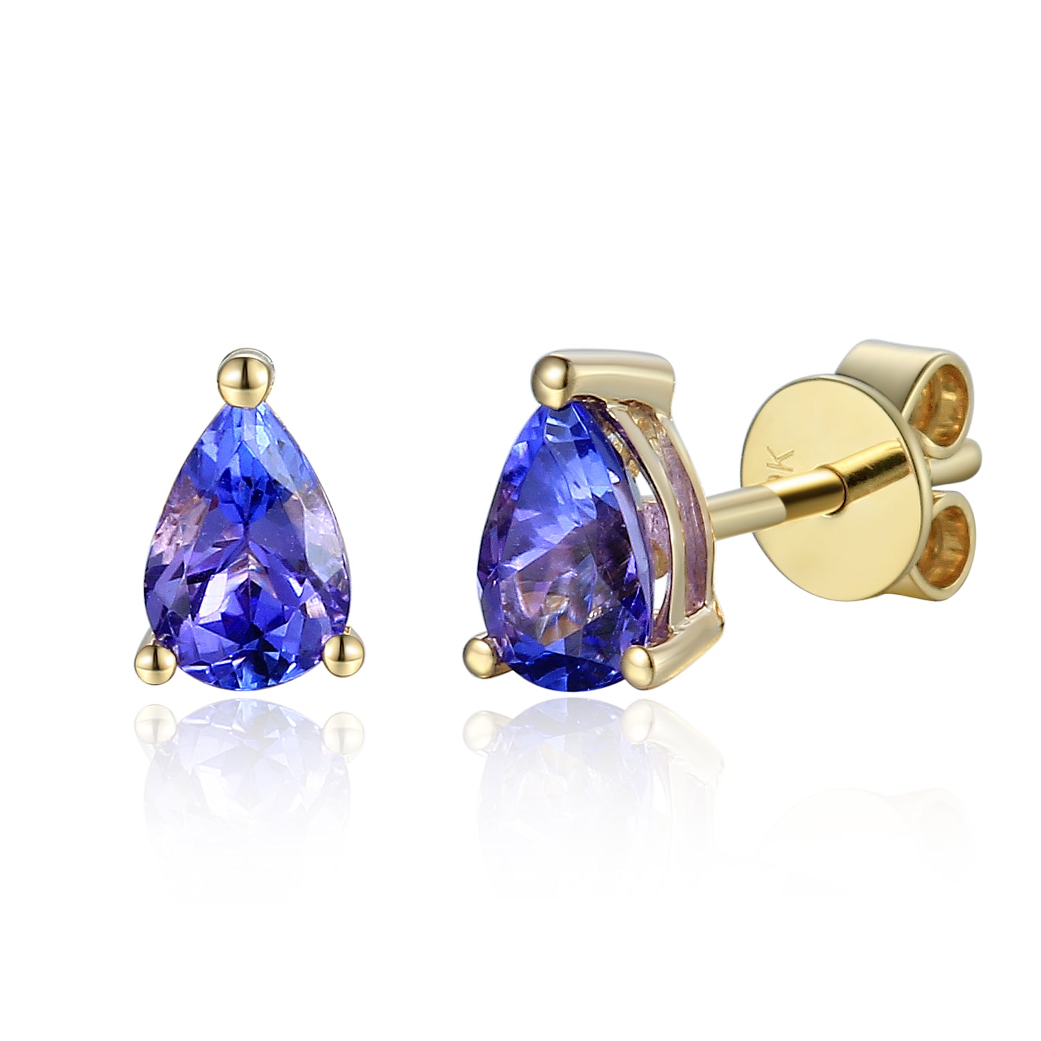 Pear Shape Gemstone Gold Stud Earrings