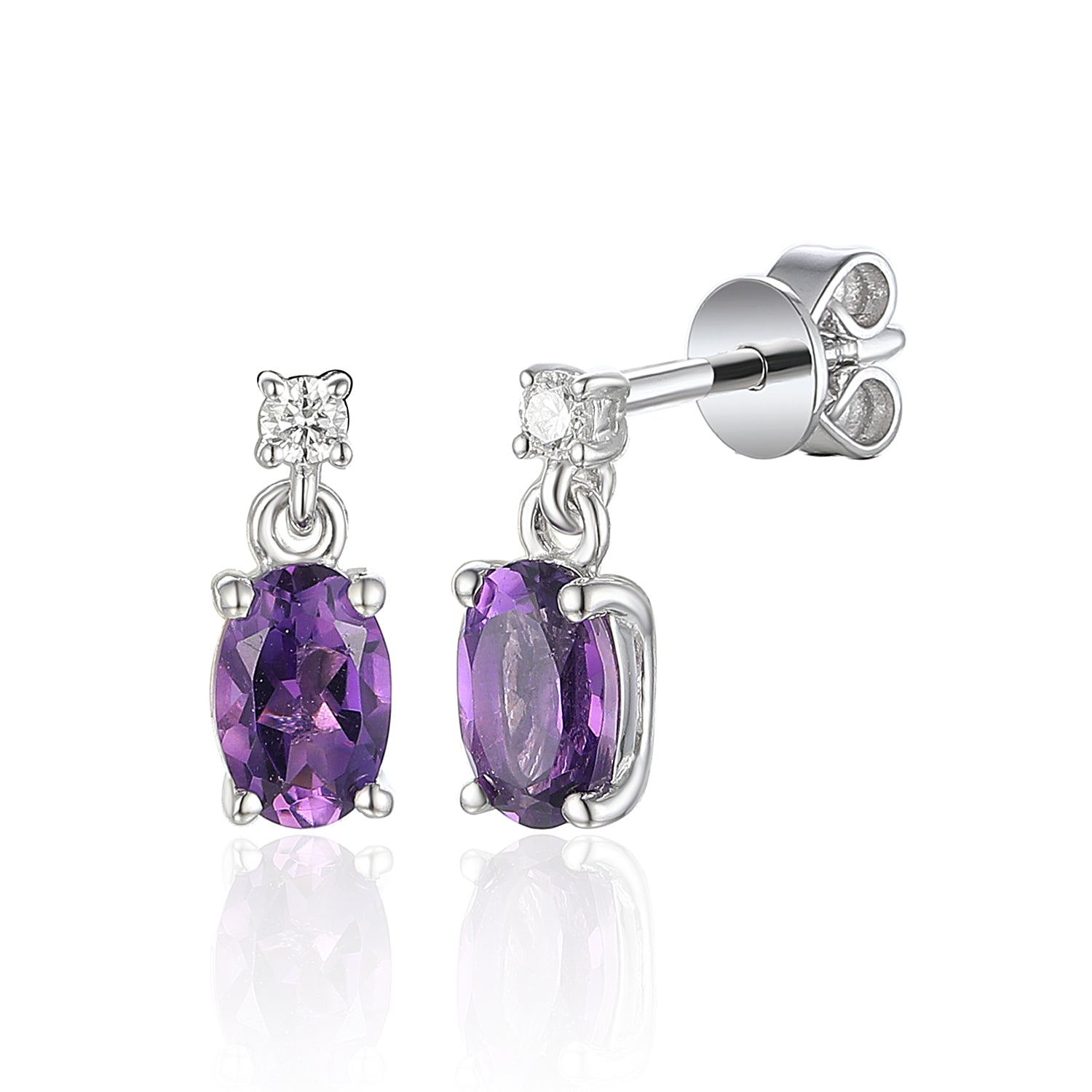 Oval gemstone and diamond drop Earrings