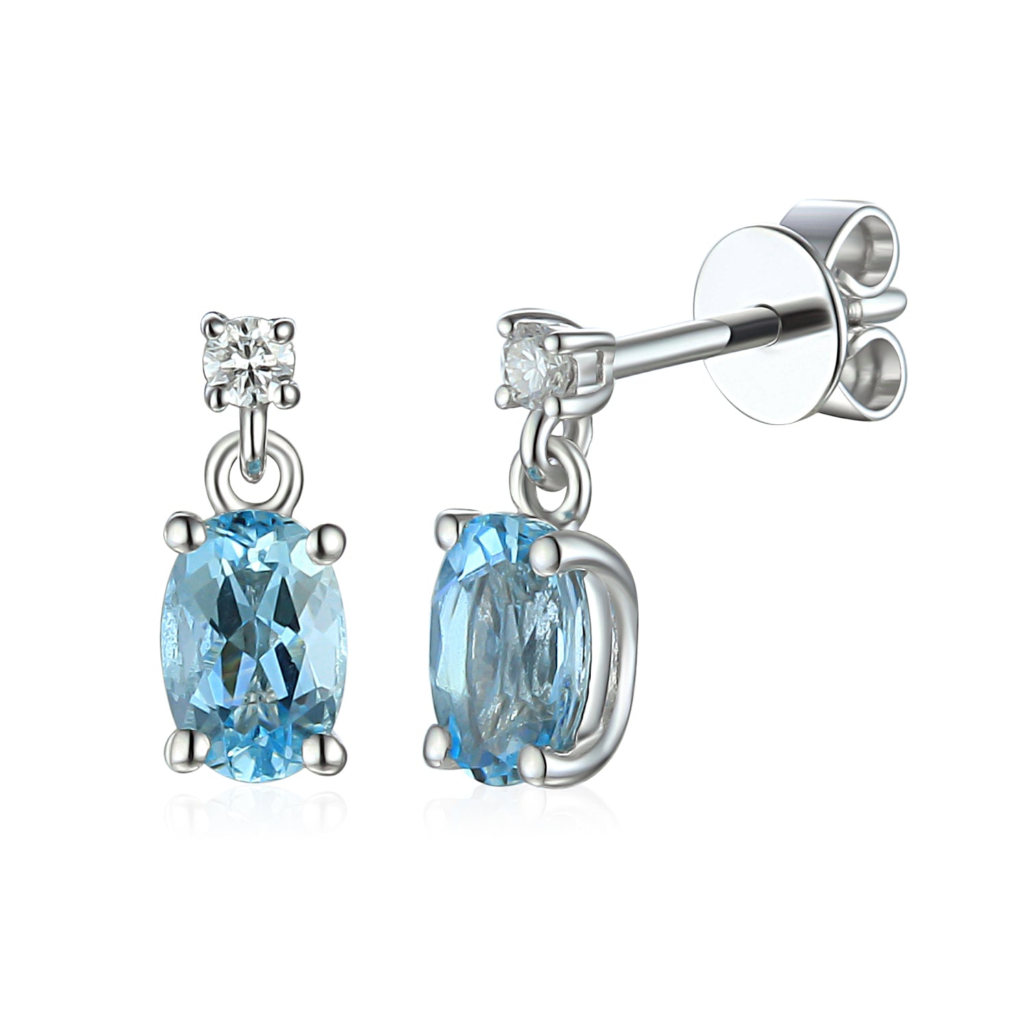 Oval Gemstone and Diamond Drop Earrings