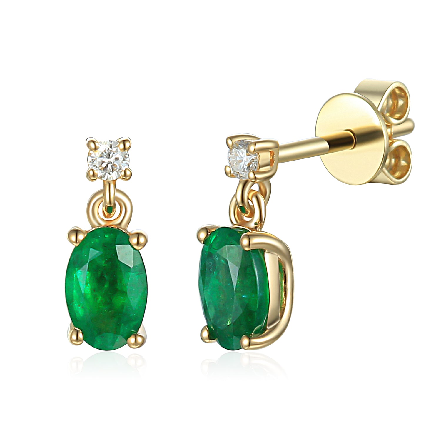 Oval gemstone and diamond drop Earrings