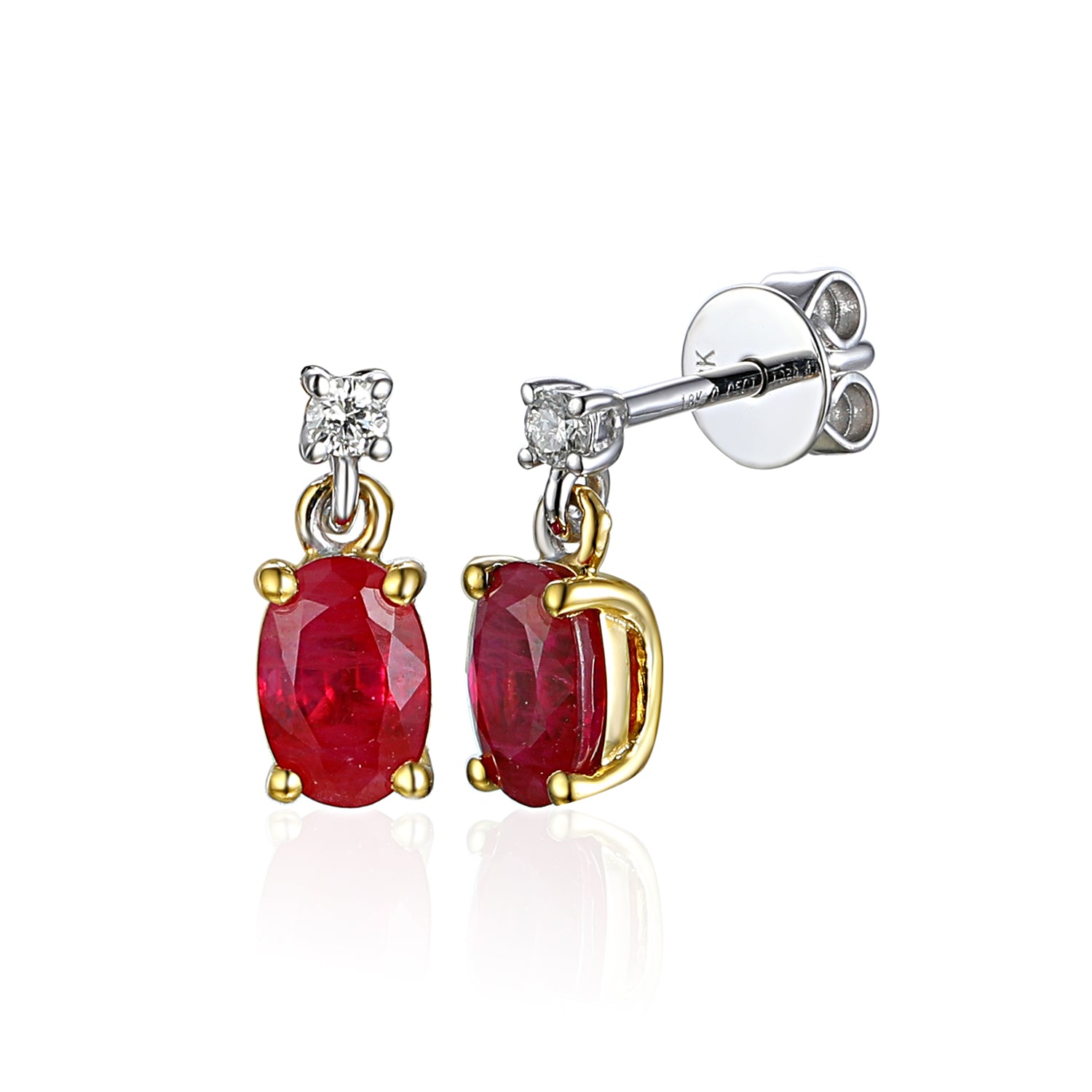 Oval gemstone and diamond drop Earrings