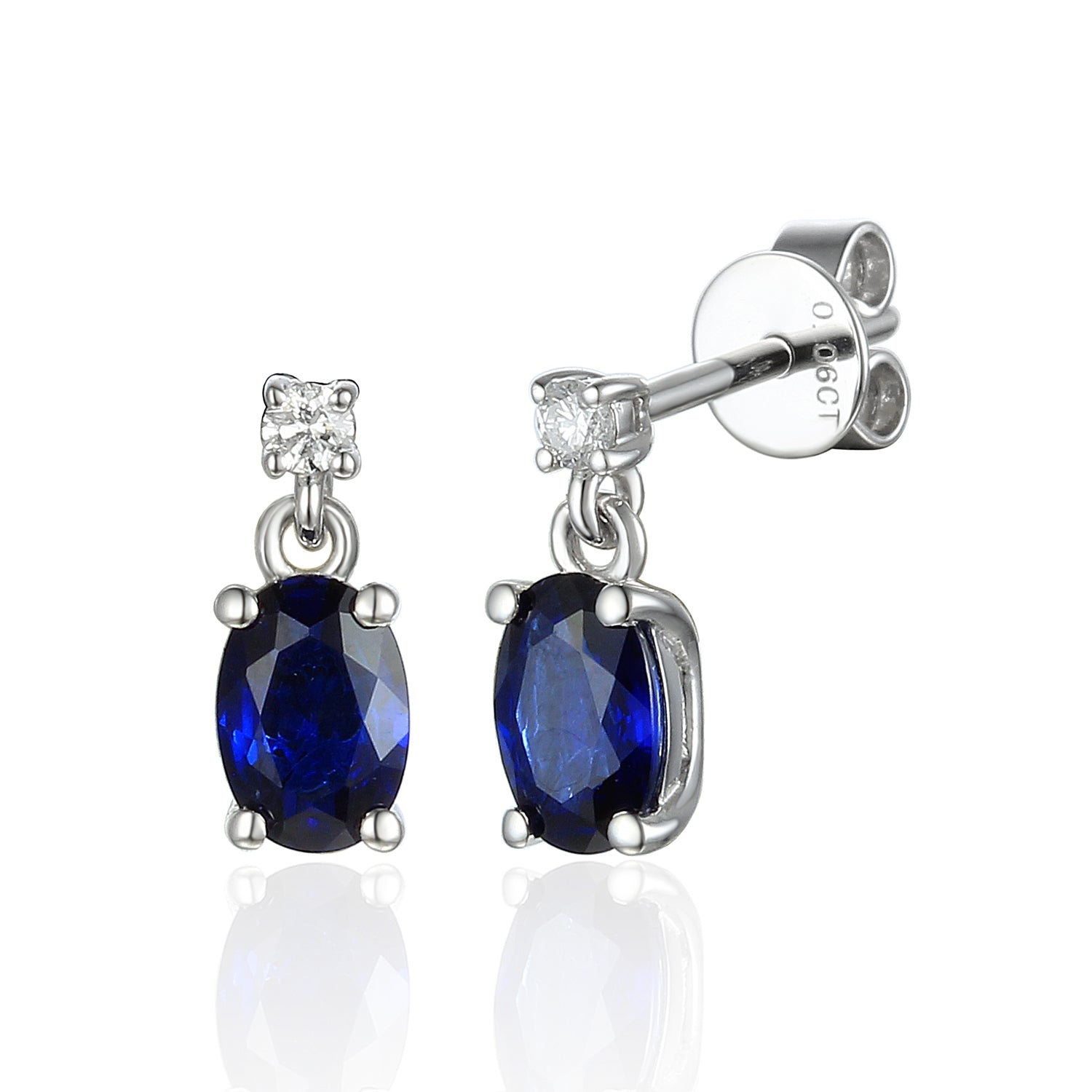 Oval gemstone and diamond drop Earrings