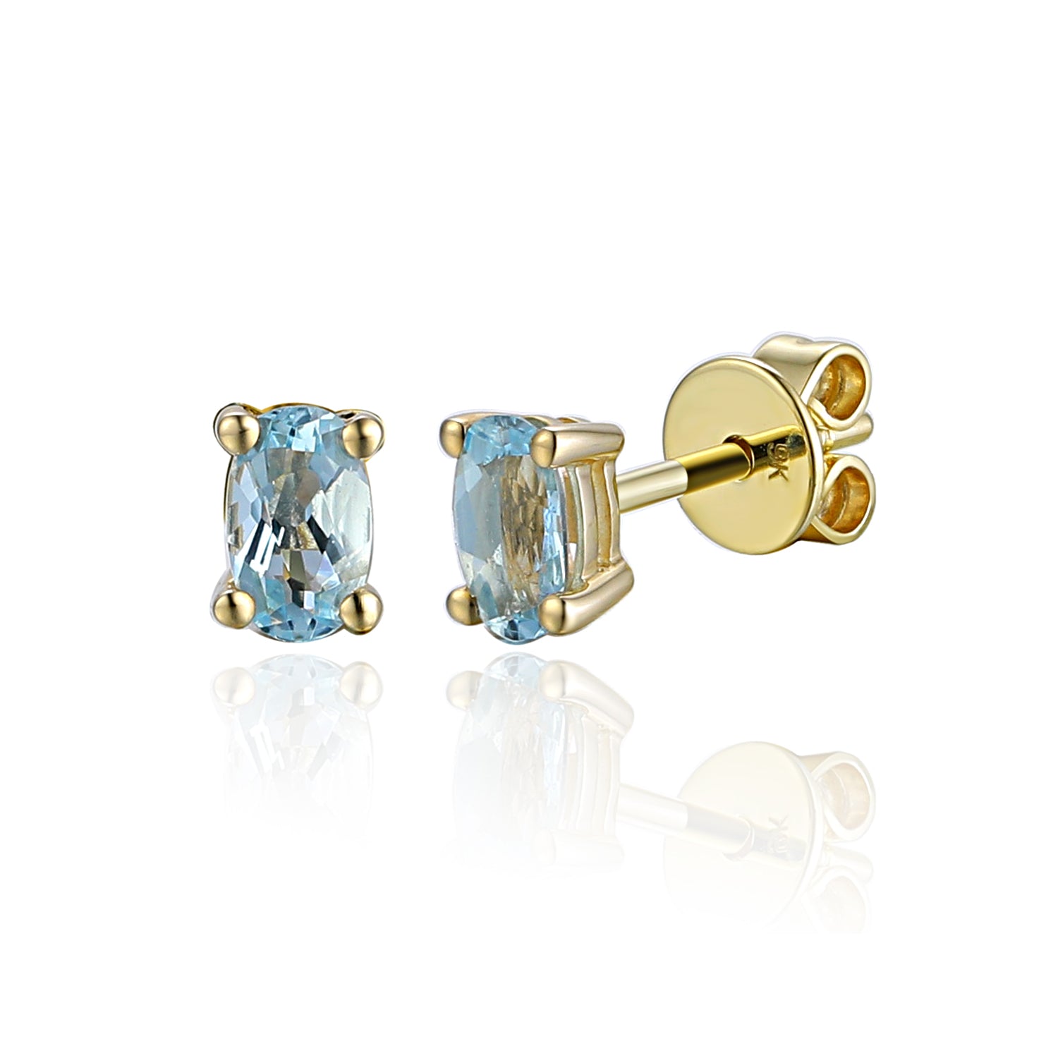 Oval Shape Gemstone Gold Stud Earrings