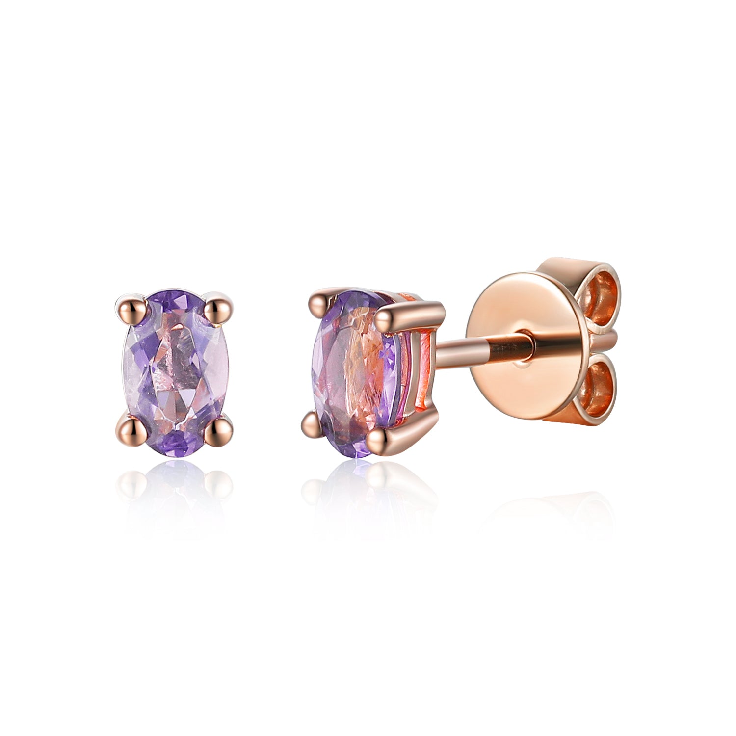 Oval Shape Gemstone Gold Stud Earrings