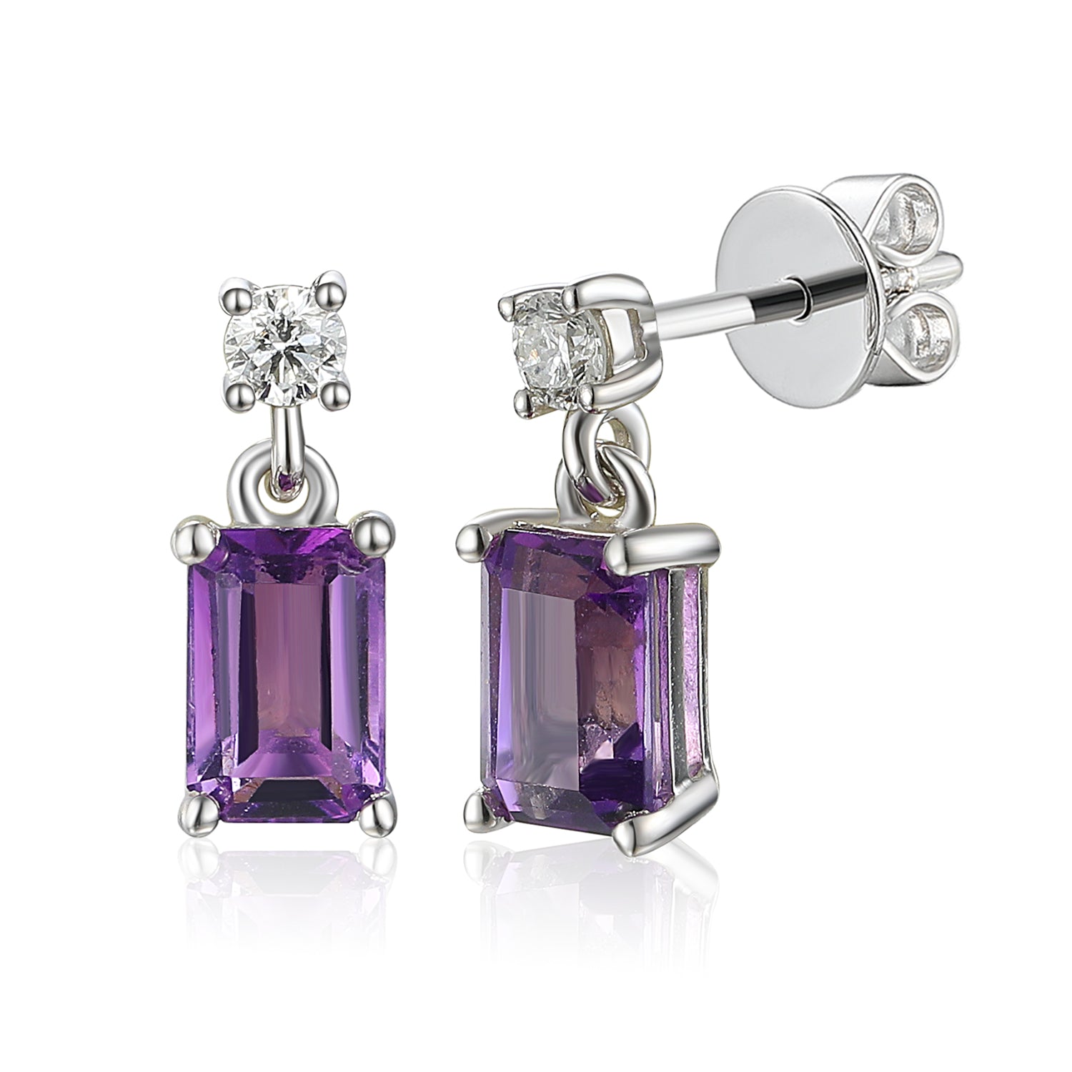 Octagon and Diamond Drop Earrings