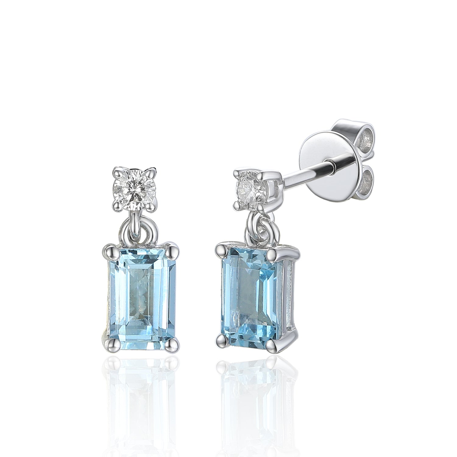 Octagon and Diamond Drop Earrings