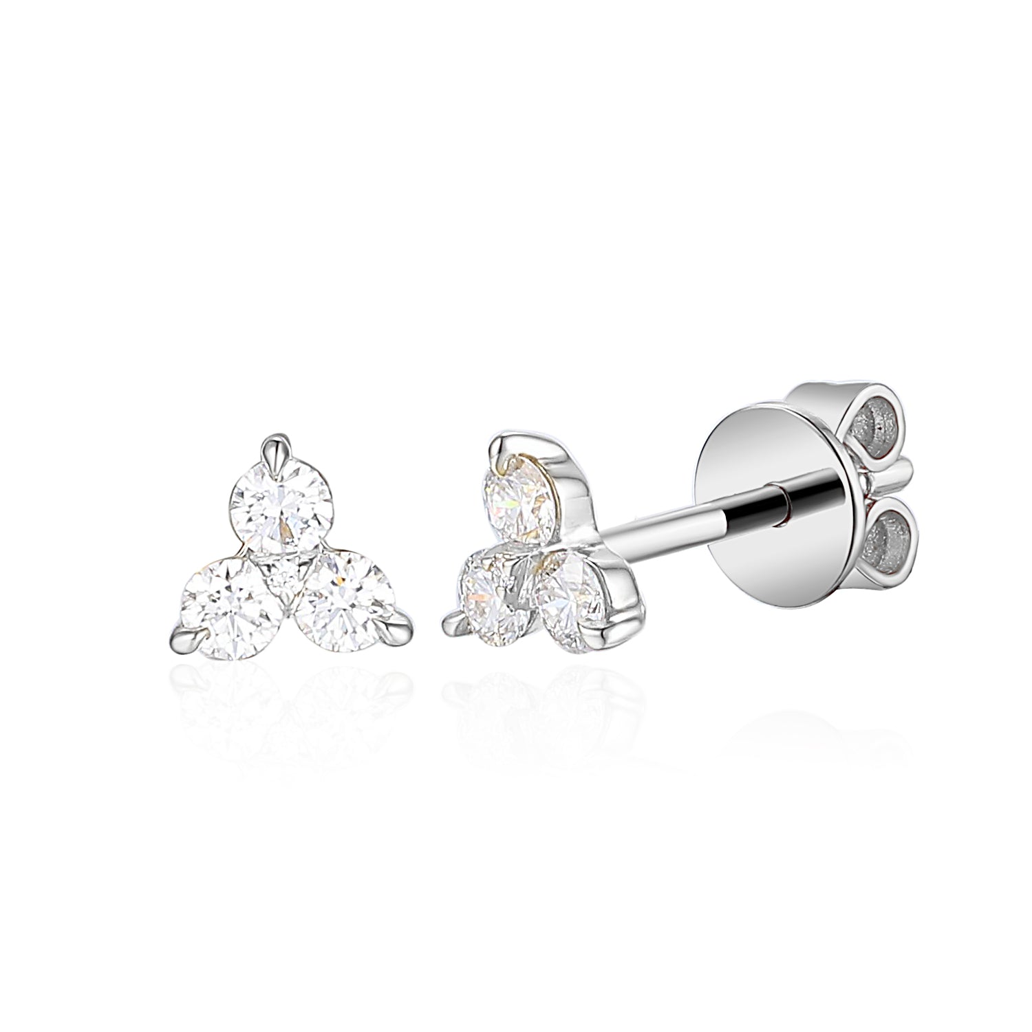 Triangle Gemstone & Diamond Stud