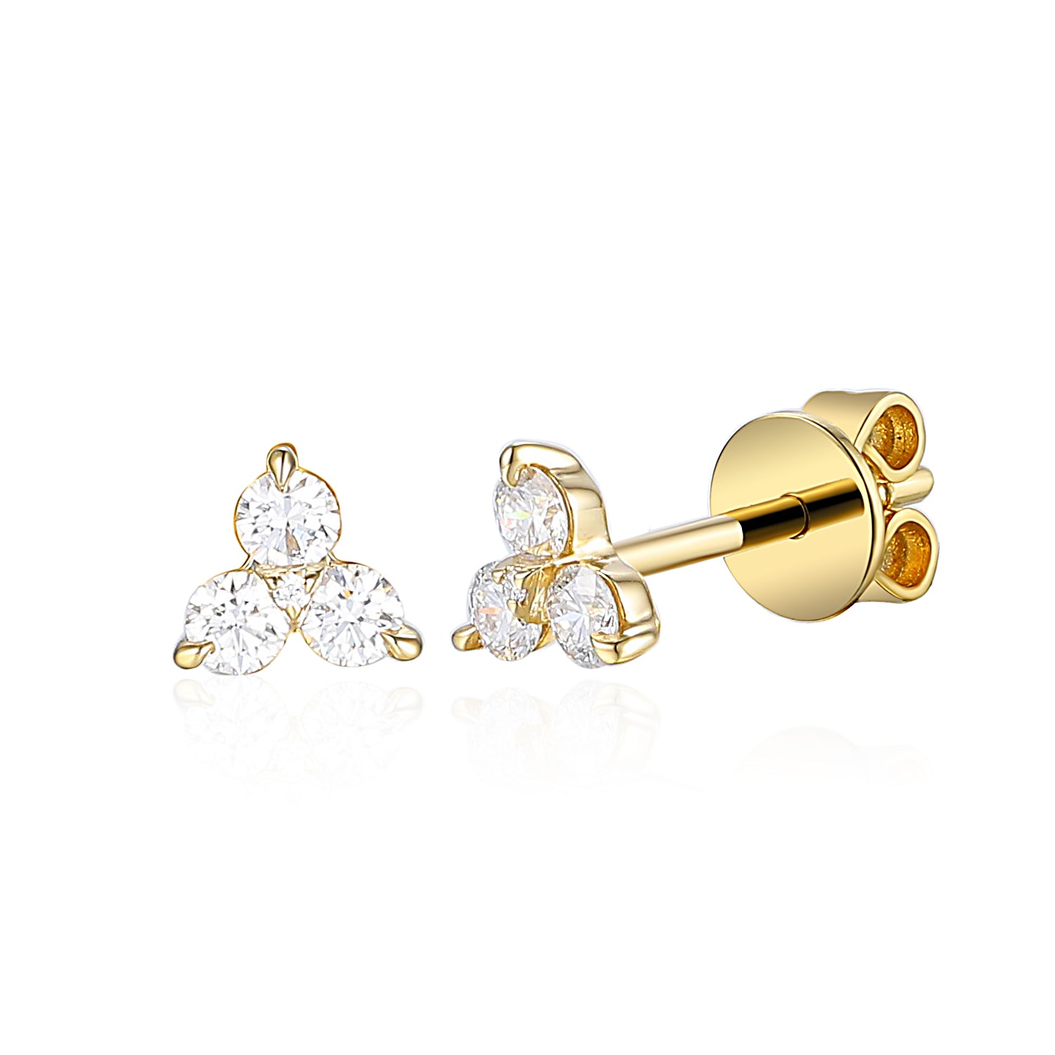 Triangle Gemstone & Diamond Stud