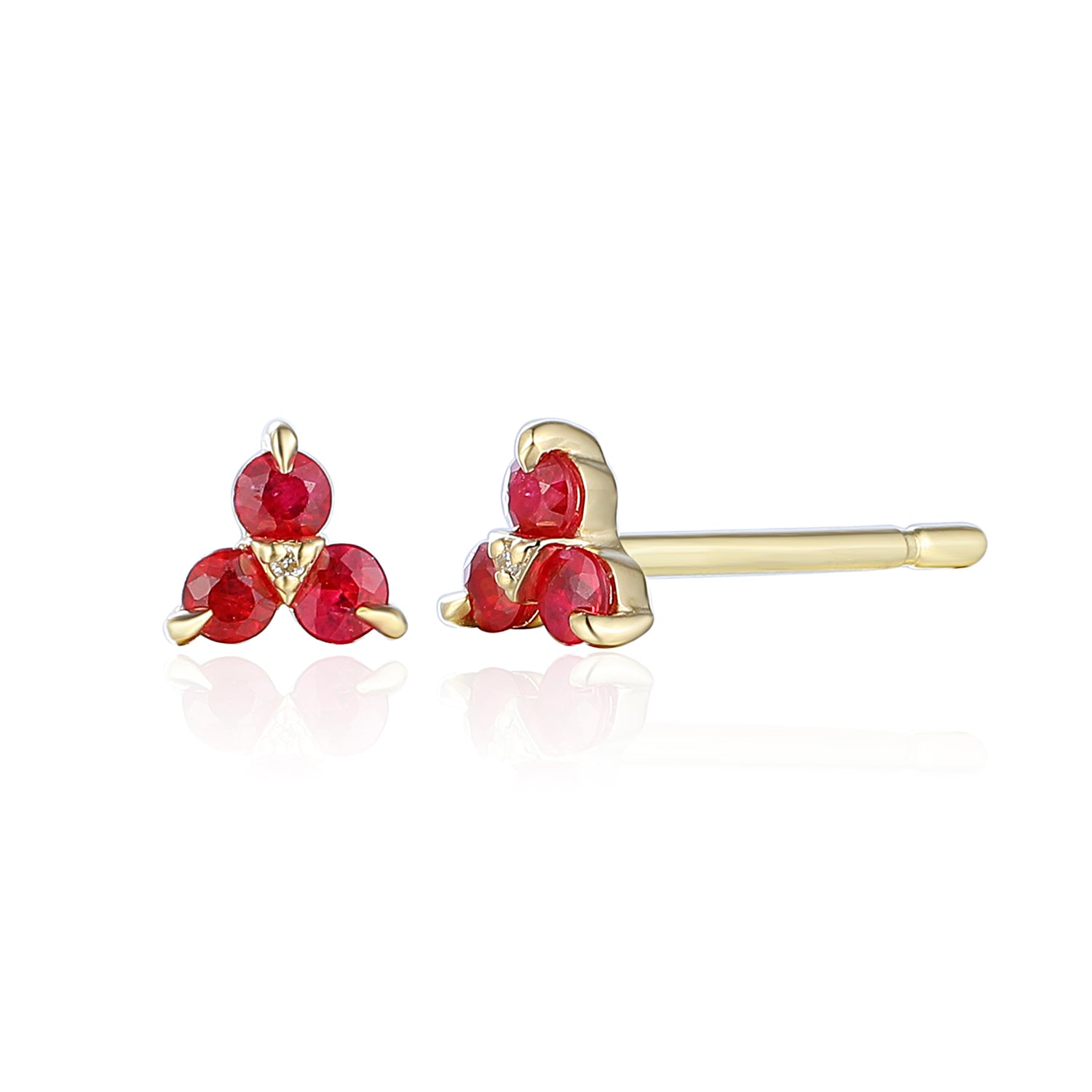 Triangle Gemstone & Diamond Stud