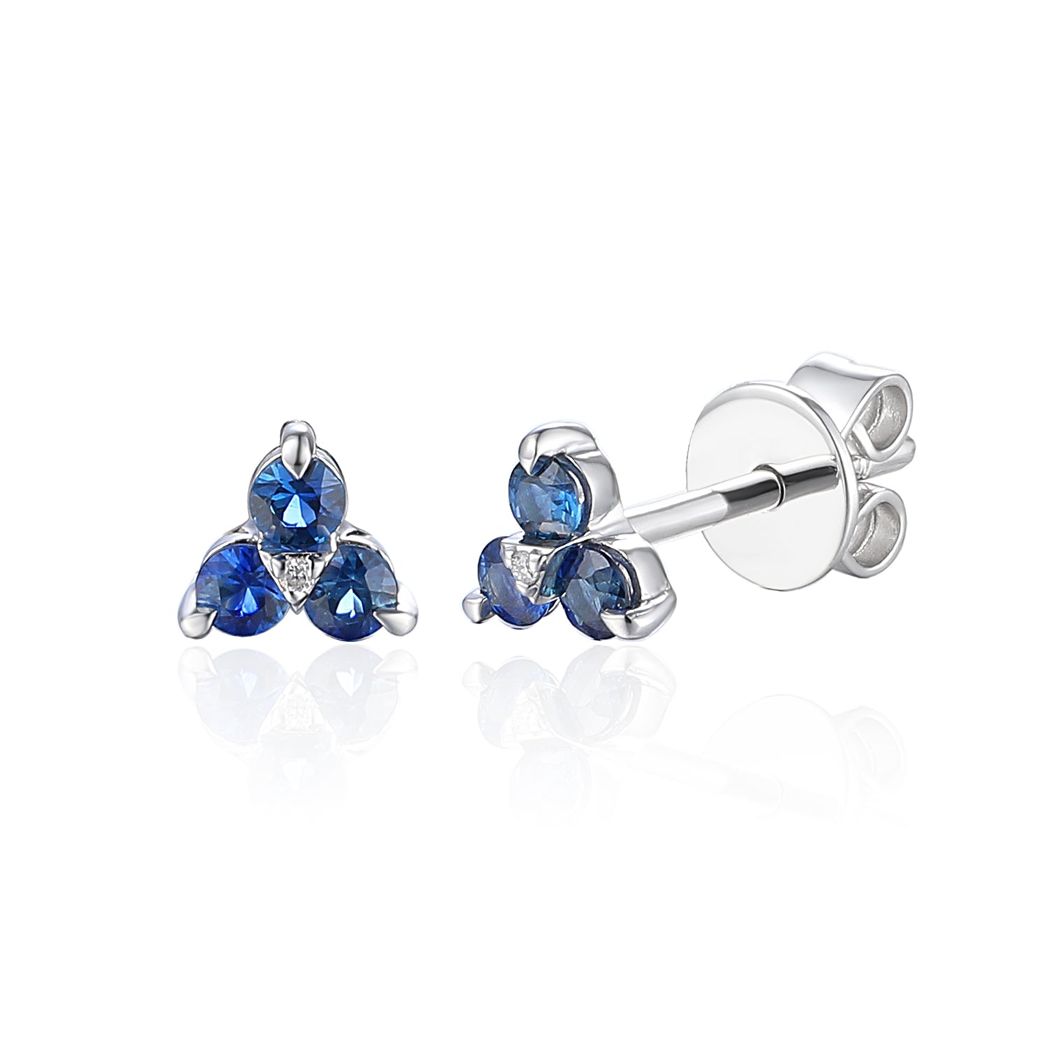 Triangle Gemstone & Diamond Stud