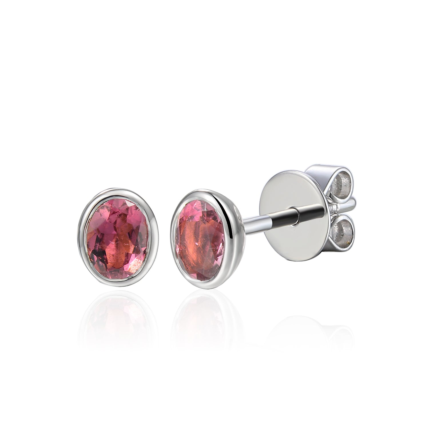 Rubover 4X3mm Gemstone Stud