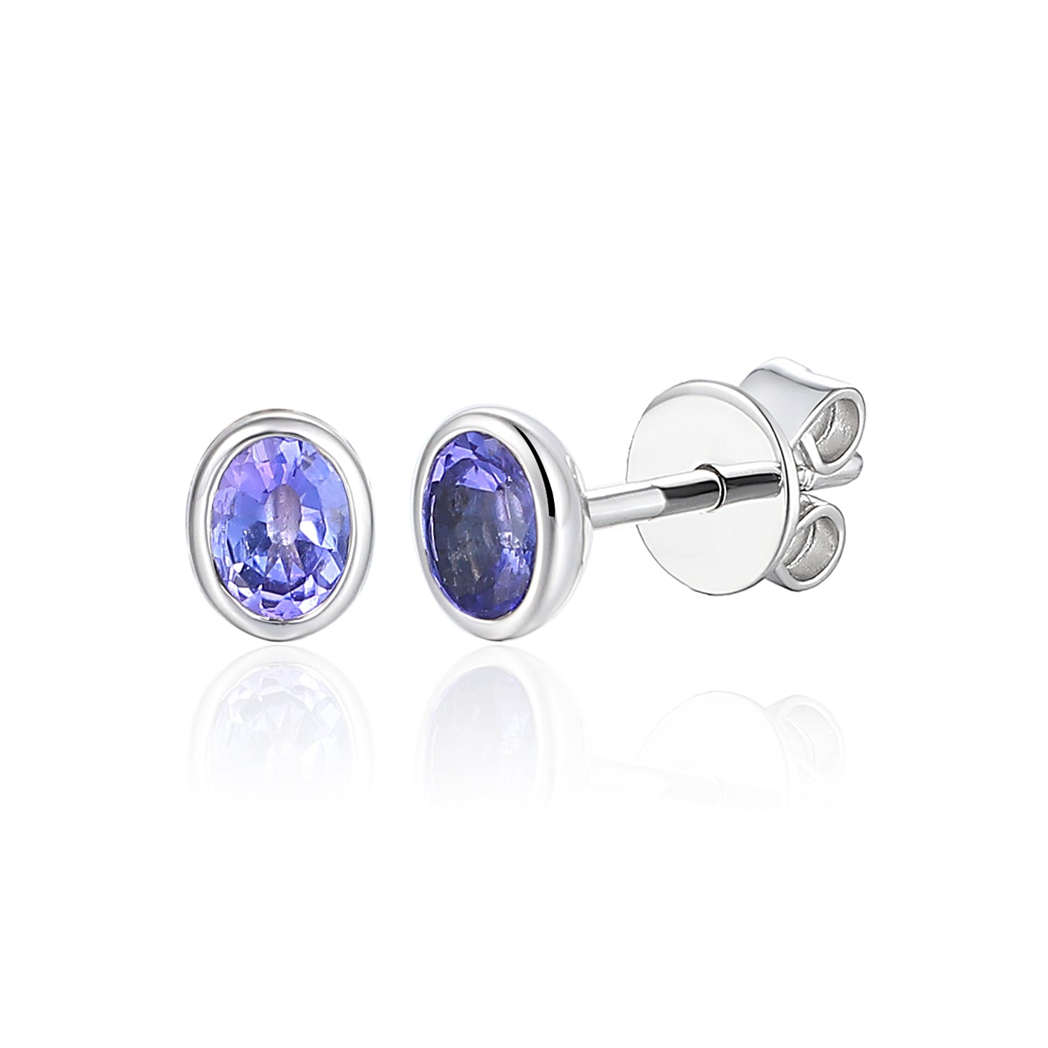 Rubover 4X3mm Gemstone Stud