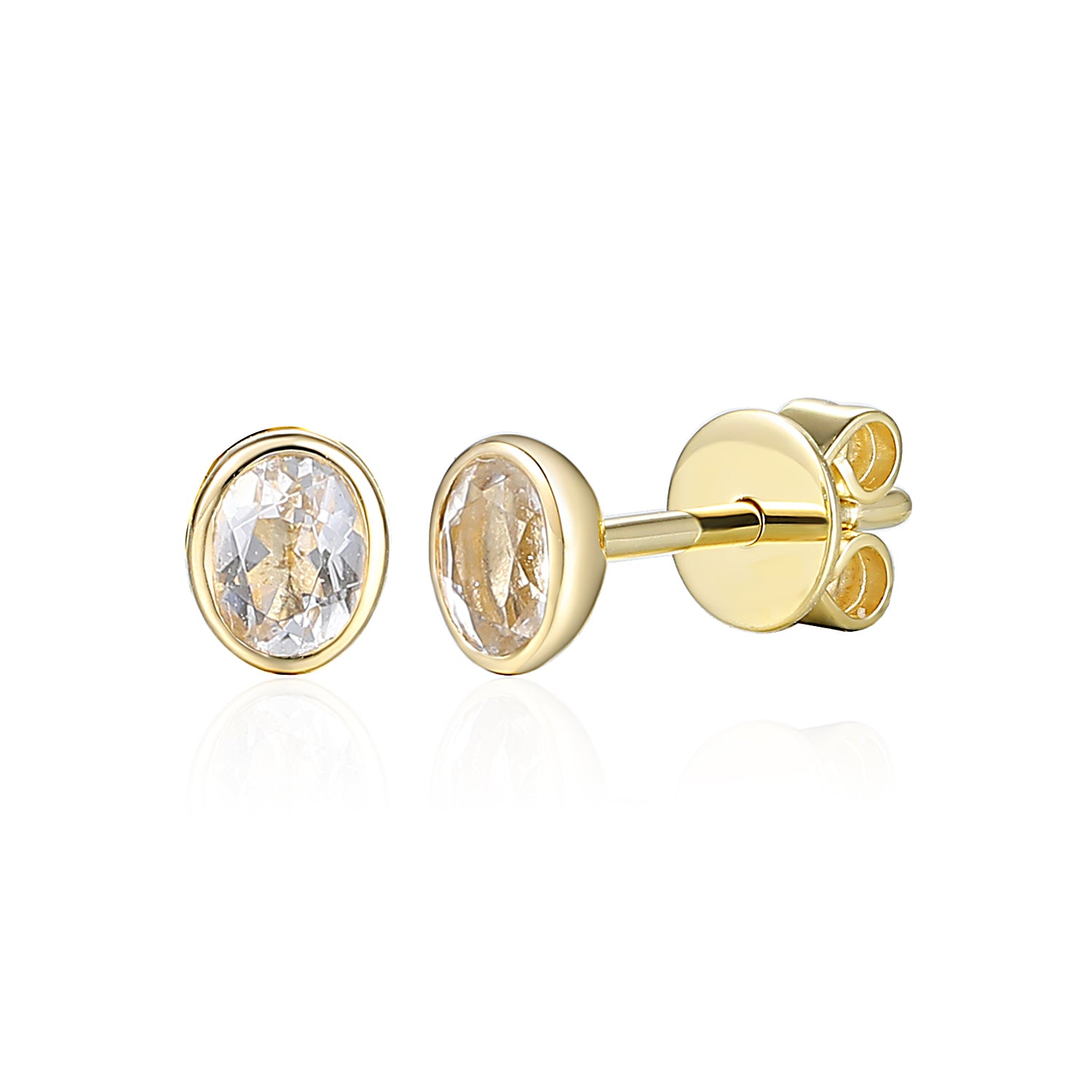 Rubover 4X3mm Gemstone Stud