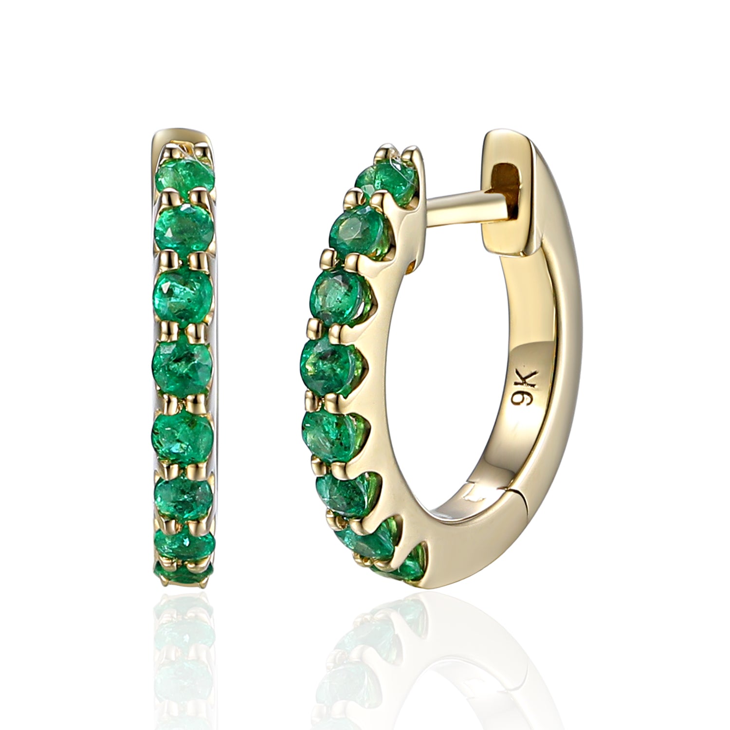 Gemstone set gold Hoops