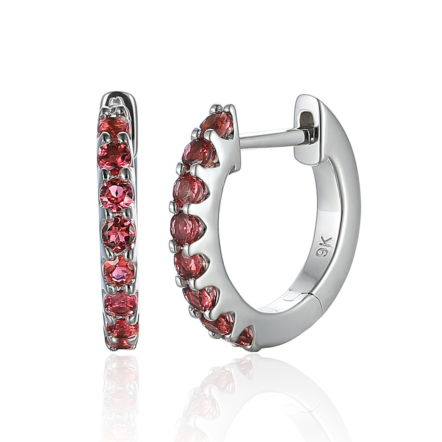 Gemstone set gold Hoops