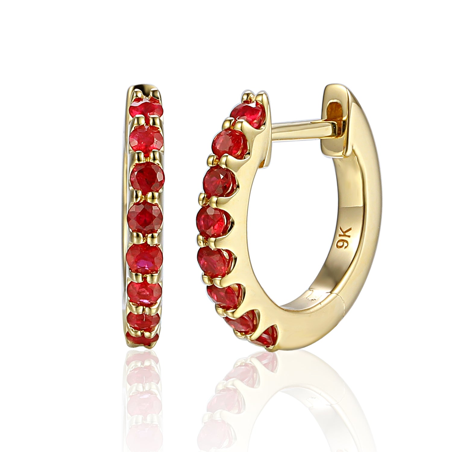 Gemstone set gold Hoops