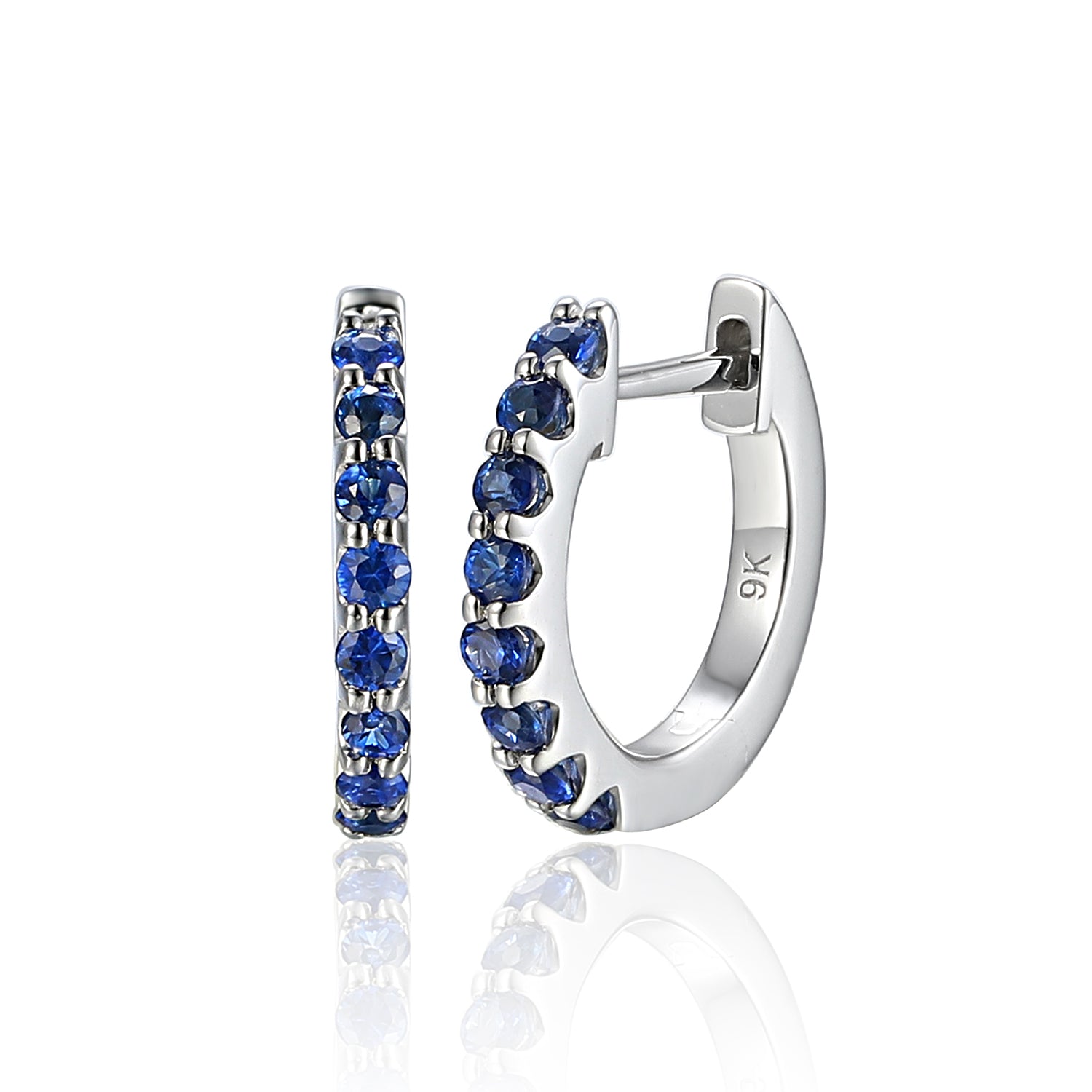 Gemstone set gold Hoops