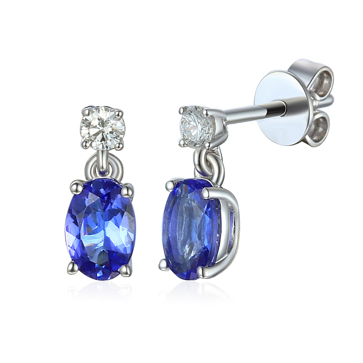 Oval Claw Set 6x4mm Gemstone and Diamond Earrings