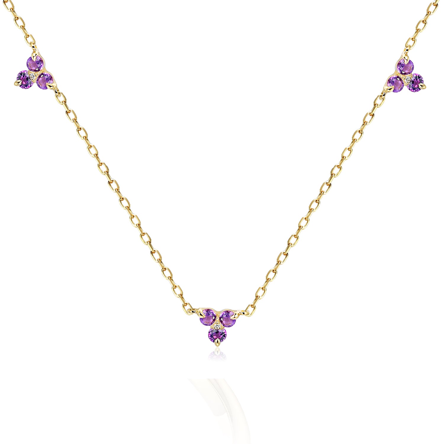 Trefoil Triple Gemstone Necklace